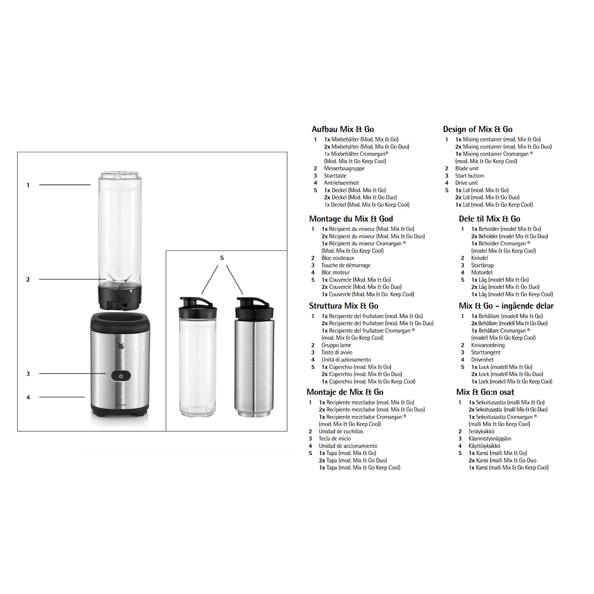 WMF Kult X Mix & Go Mini Smoothie Maker - 300W Electric Blender & Shaker with Tritan Bottle - Perfect for Smoothies, Protein Shakes & Healthy Drinks at Home, Gym or Office