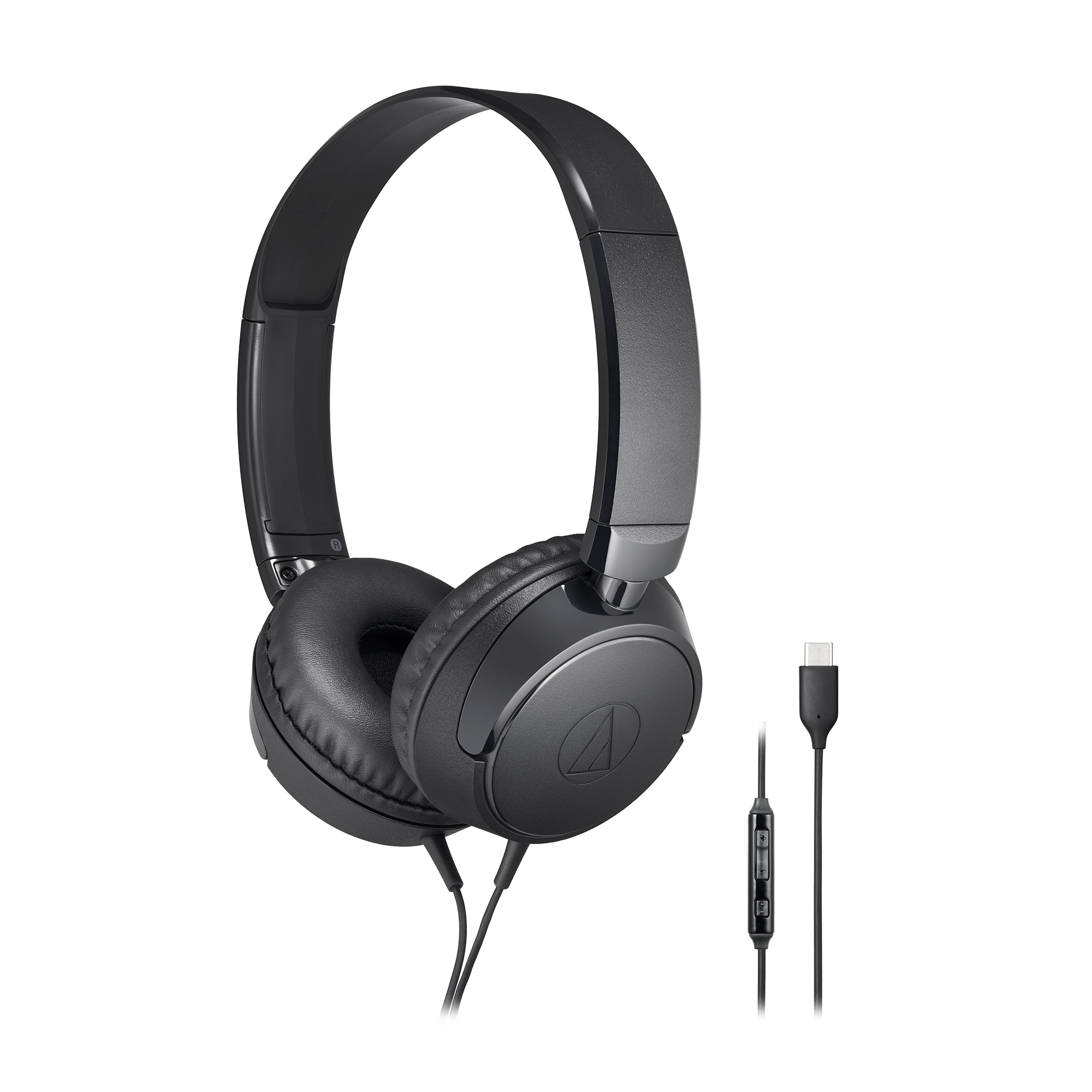 Audio Technica ATH-S120C USB-C On-Ear Headphones with Built-in Mic - Lightweight Comfort for Work, Gaming & Music Listening