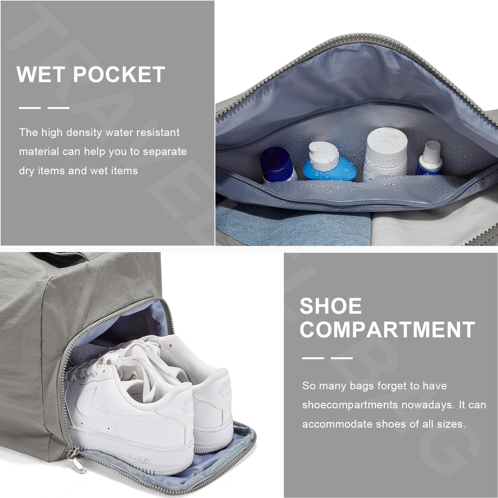 Small Gym Bag with Shoe Compartment - Waterproof Workout Duffle Bag for Women | Lightweight Travel & Sports Tote for Yoga, Dance, Swimming & Overnight Trips | Perfect for Gym, Fitness Class & Weekend Getaways