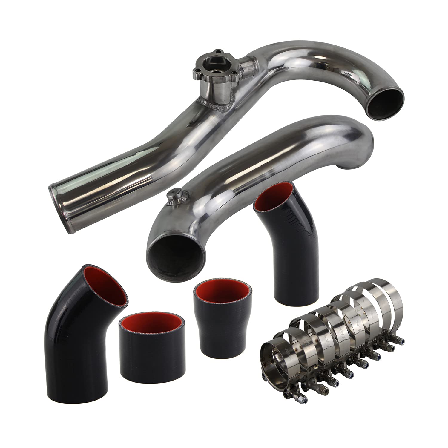 High-Performance Intercooler Hose Kit for Ford Mustang EcoBoost 2015-2020 - Silver Aluminum Upgrade - Boost Pipe Replacement - Perfect for Turbocharged Engine Performance & Track Racing