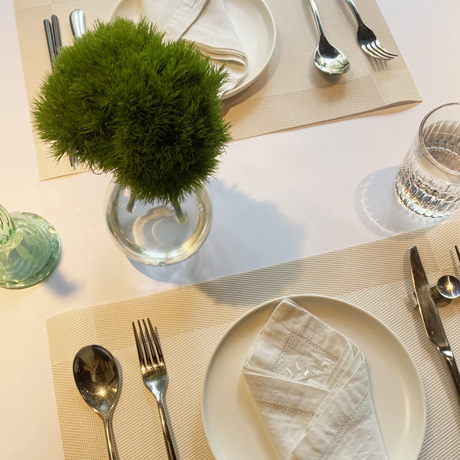 6-Pack PVC Heat-Resistant Placemats Set - Double Sided Washable & Easy Clean Table Mats for Dining, Kitchen, Restaurant - Golden Brown | Perfect for Everyday Meals, Dinner Parties & Holiday Gatherings