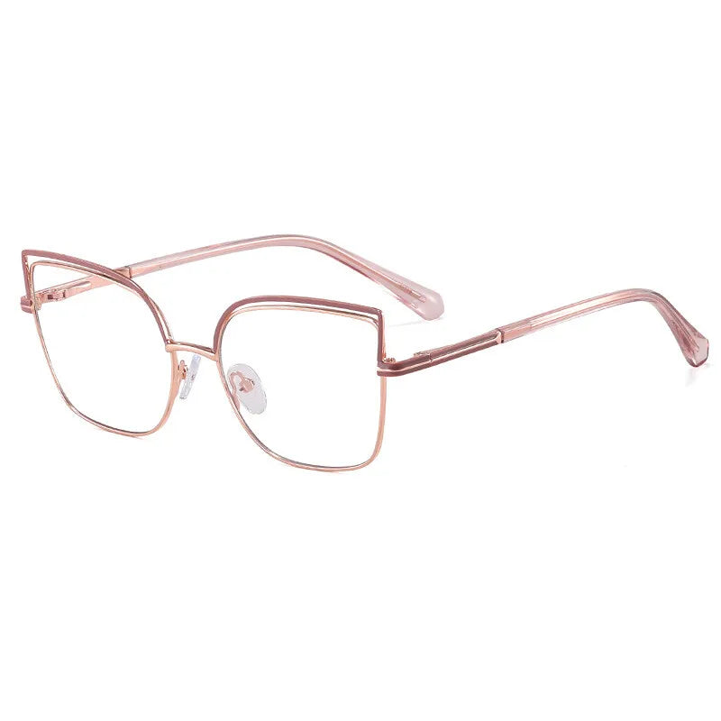 CCspace Women's Full Rim Square Cat Eye Alloy Eyeglasses Frame 301091 - Stylish Retro Glasses for Work, Reading & Fashion Accessories