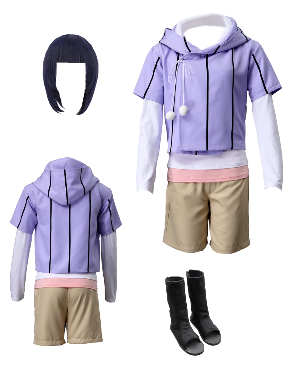 Anime Hyuga Cosplay Costume Set - Purple Coat & Brown Shorts for Women | Perfect for Halloween, Cosplay Events & Anime Conventions
