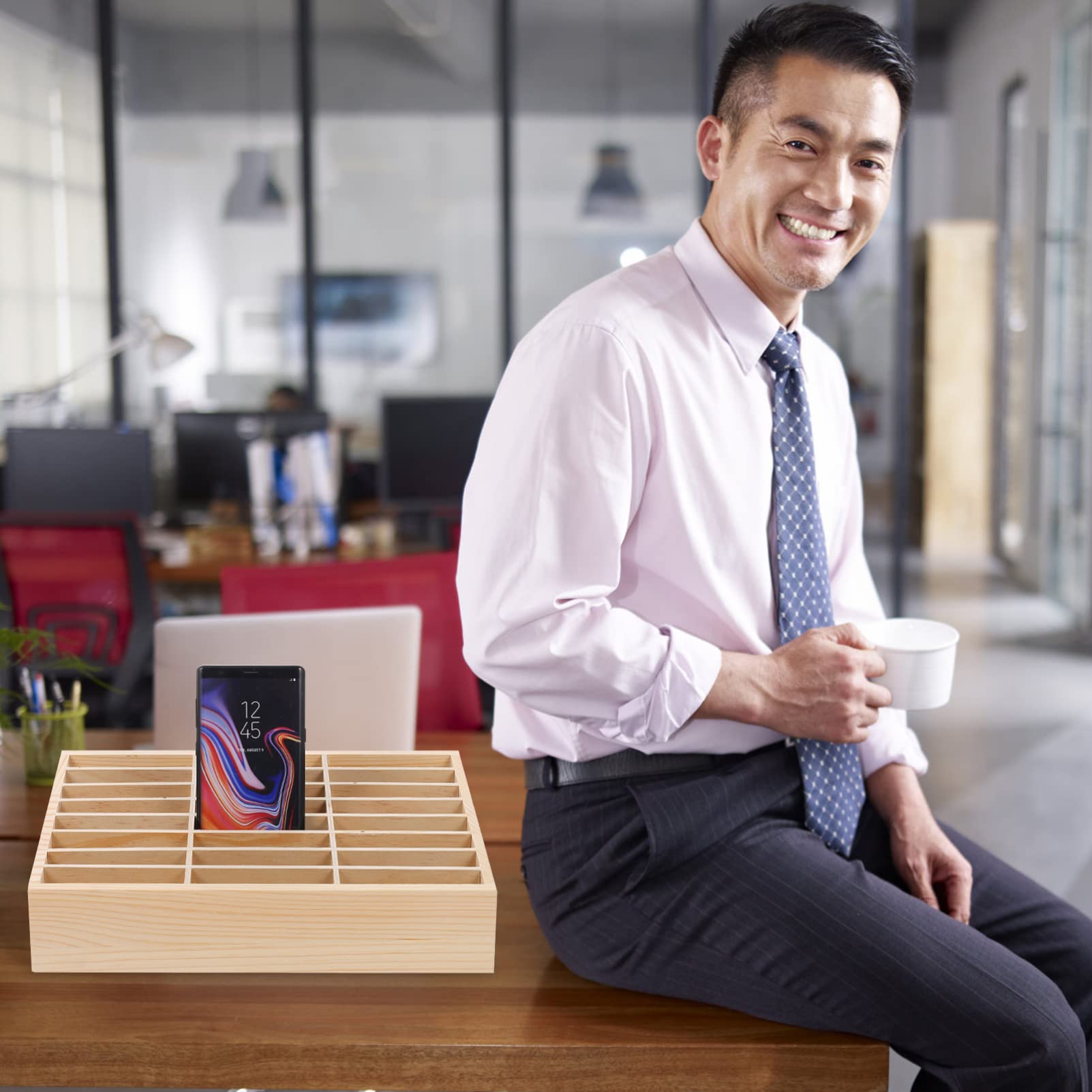 Cell Phone Storage Box & Organizer - Durable Phone Rack Compartment Case for Meeting Rooms, Phone Shops & Retail Displays - Efficient Phone Holder for Office & Store Organization