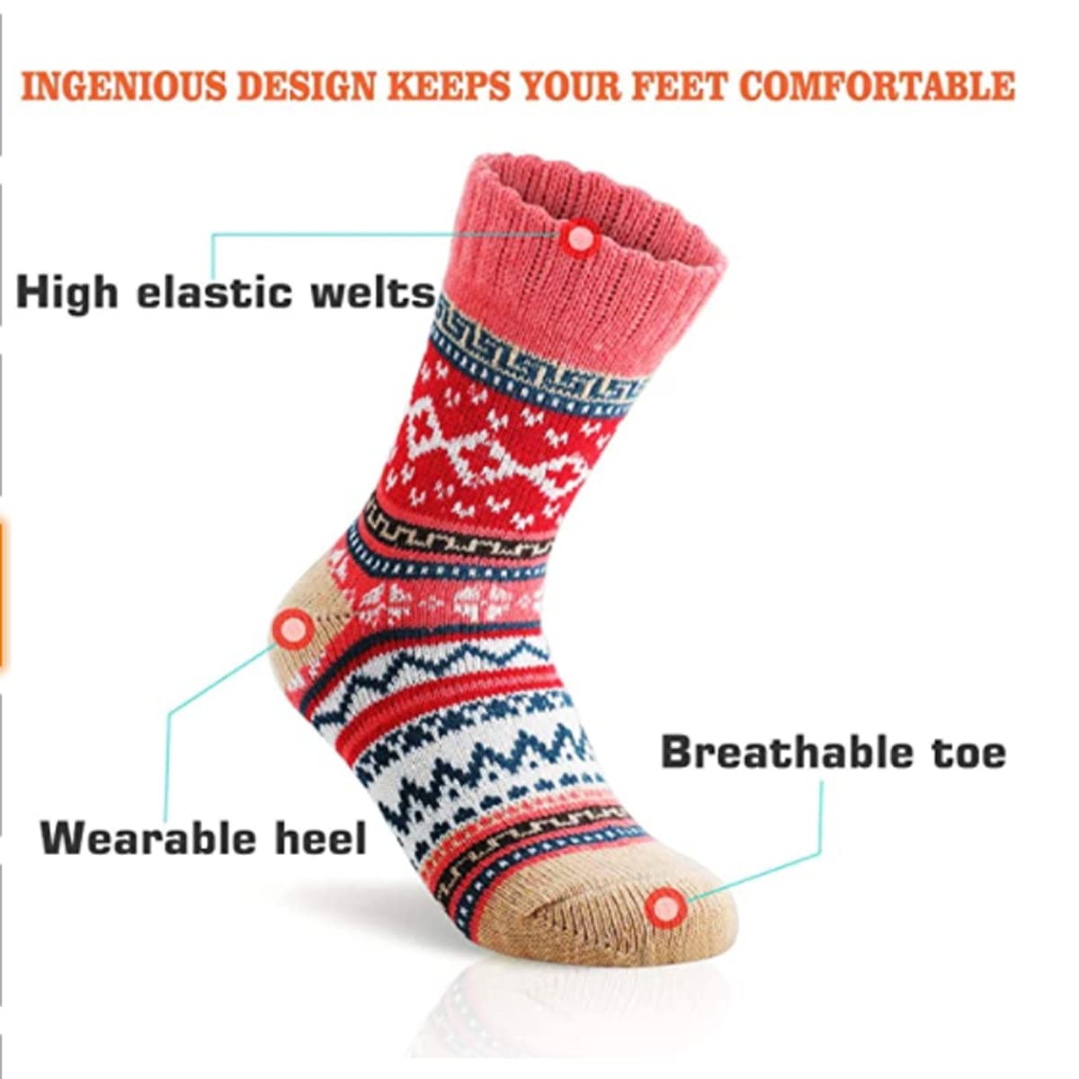 5 Pairs Women's Fluffy Thermal Wool Socks - Warm Knitted Winter Socks for Women | Cozy Gift Idea for Her | Perfect for Cold Weather, Home & Office Wear
