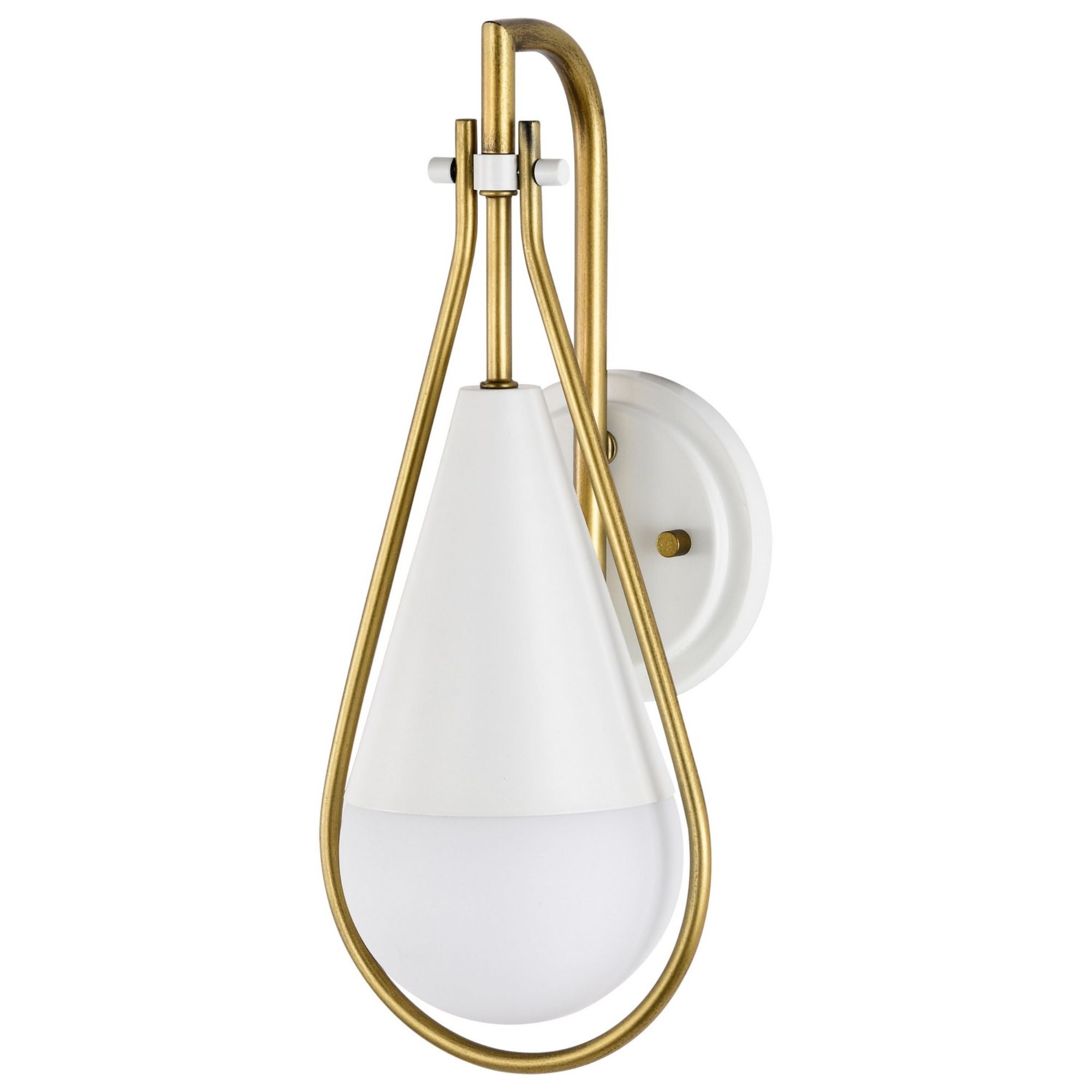 Admiral 15-Inch Modern Wall Sconce Light Fixture - Matte White & Natural Brass Finish - Perfect for Bedroom, Living Room, and Hallway Lighting