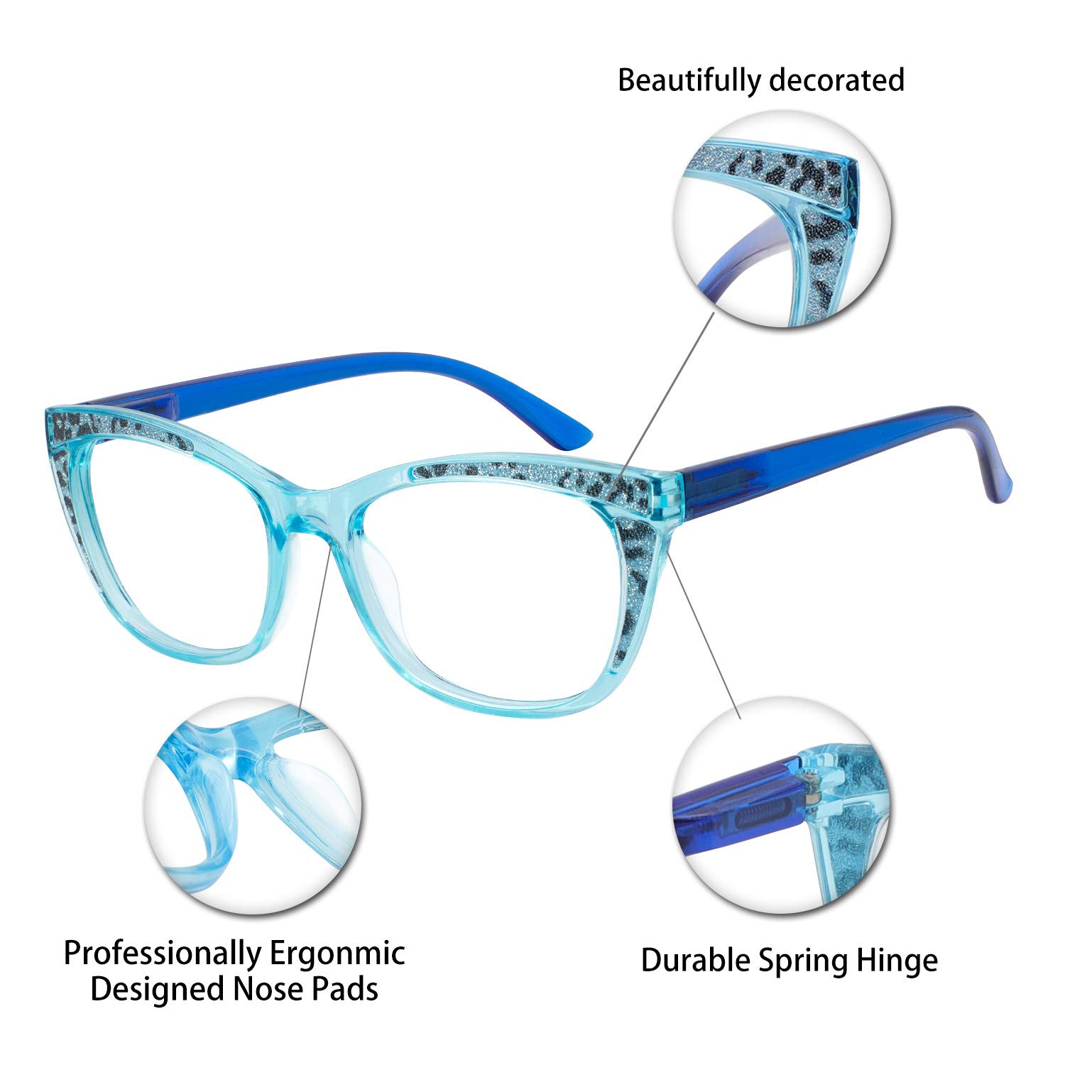 OCCI CHIARI Fashion Reading Glasses for Women & Men - Lightweight Eyewear Frames for Reading, Working & Computer Use