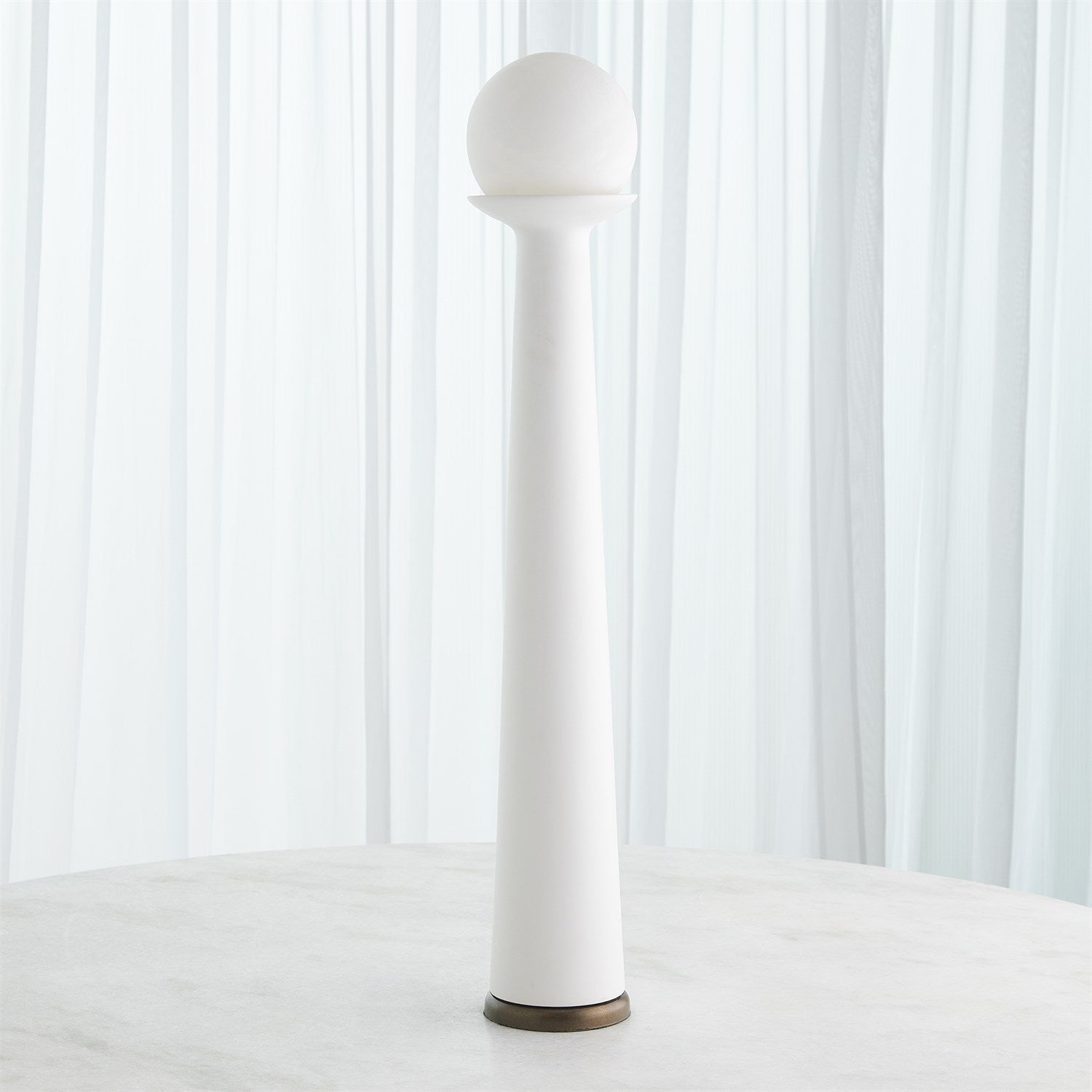 Modern Alabaster Bulb Tower Lamp - White Floor Light for Living Room, Bedroom & Office Decor