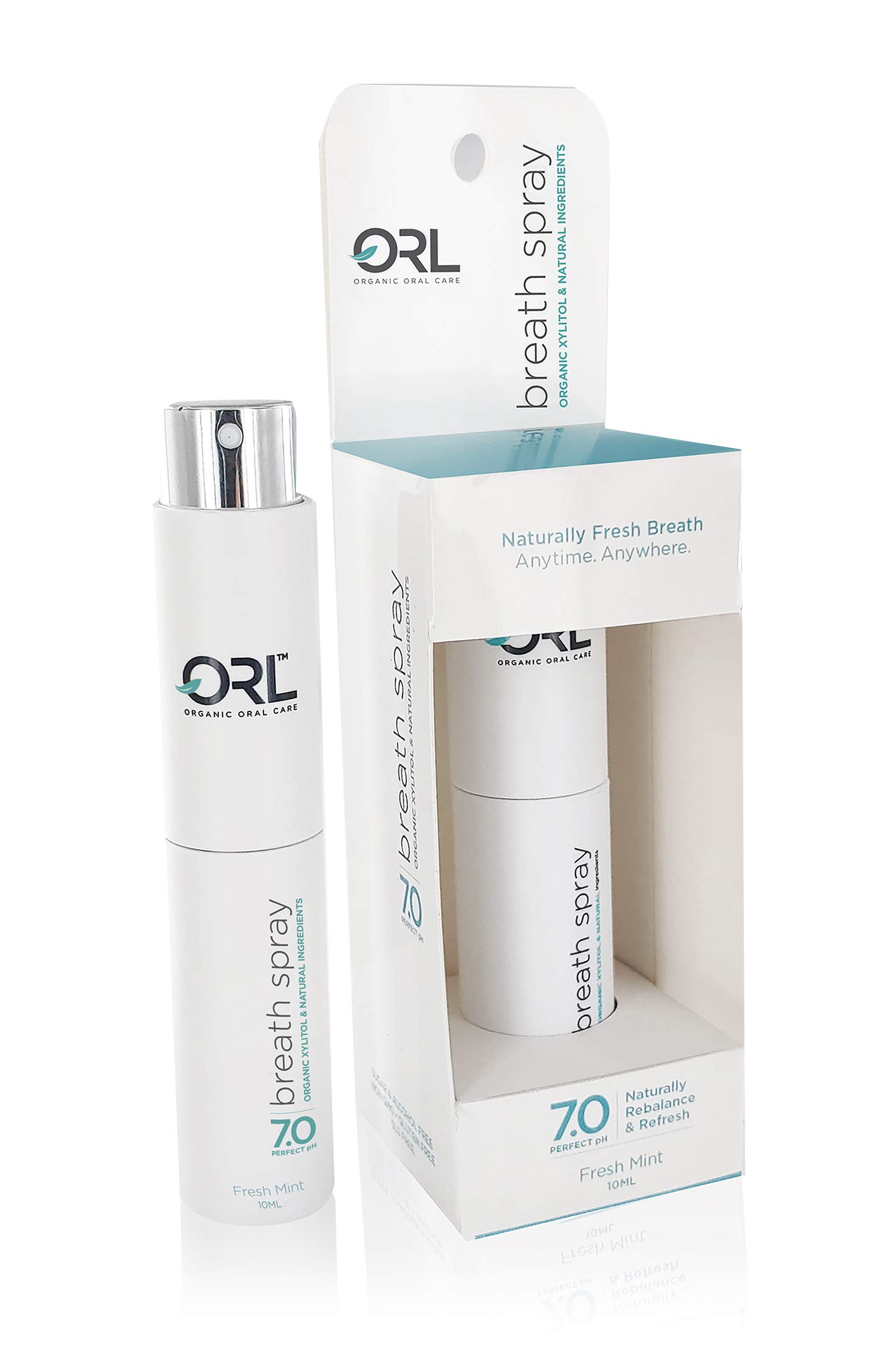 ORL Natural Organic Breath Spray - Fluoride, SLS, Alcohol Free - Teeth Whitening, pH Balancing, Antiplaque - Safe for Sensitive Teeth & All Ages - Fresh Breath for Daily Use, Travel & After Meals