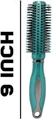 Beggie Round Rolling Curling Roller & Paddle Flat Hair Brush Combo Set - Blue Styling Brushes for Men & Women - Perfect for Salon, Home Hair Care & Travel Styling