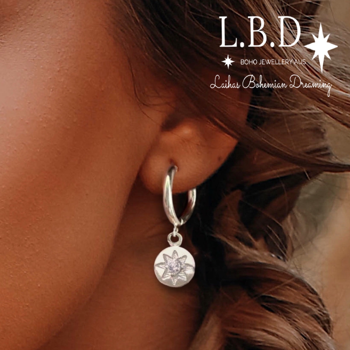 Laihas Prestige Shoot For The Stars Sterling Silver Hoop Earrings with Genuine Topaz - Elegant Jewelry for Women, Perfect for Parties, Weddings & Special Occasions