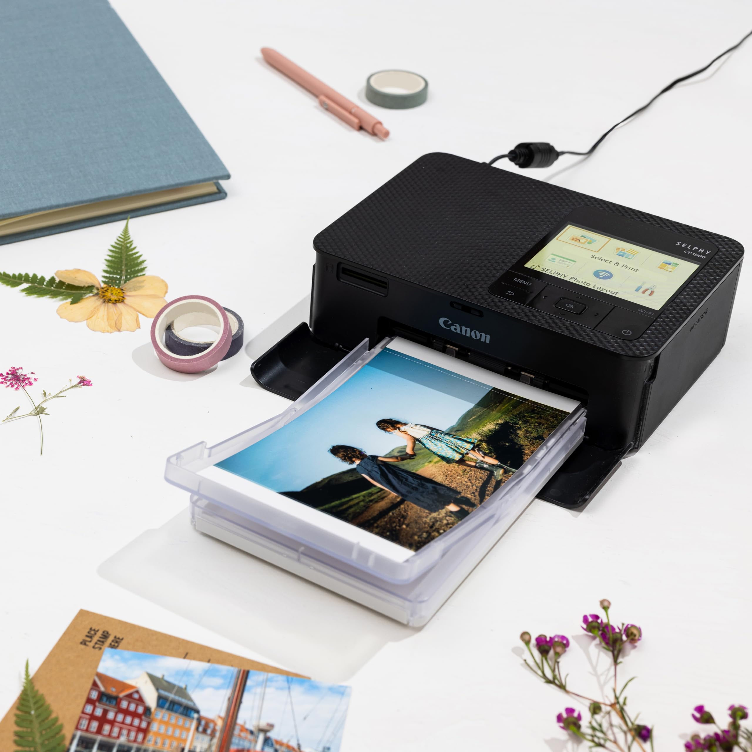 Canon SELPHY CP1500 Compact Photo Printer - Portable & Wireless Instant Photo Printer with AirPrint & Mobile Printing - Perfect for Travel, Parties & Home Photo Printing (Black)