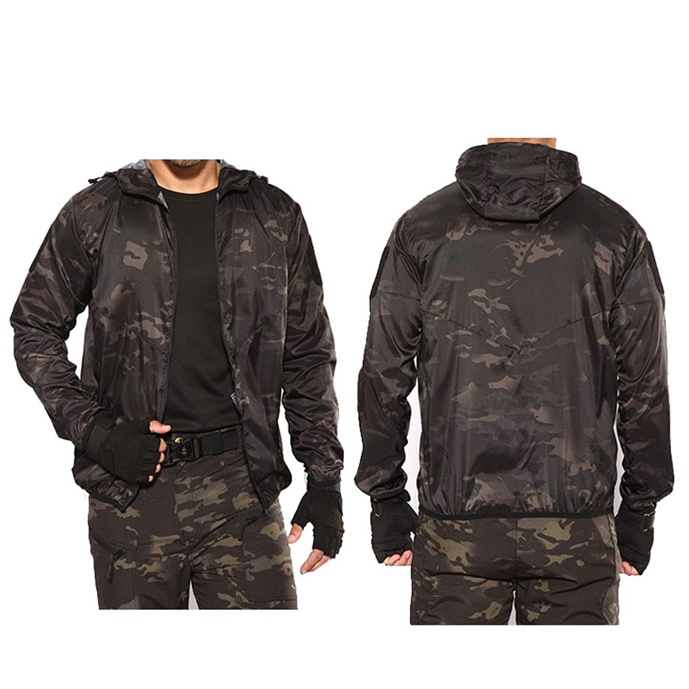 Lightweight Camouflage Windbreaker Jacket for Outdoor Sports & Hunting - Water-Resistant & Breathable for Hiking, Camping & Adventure