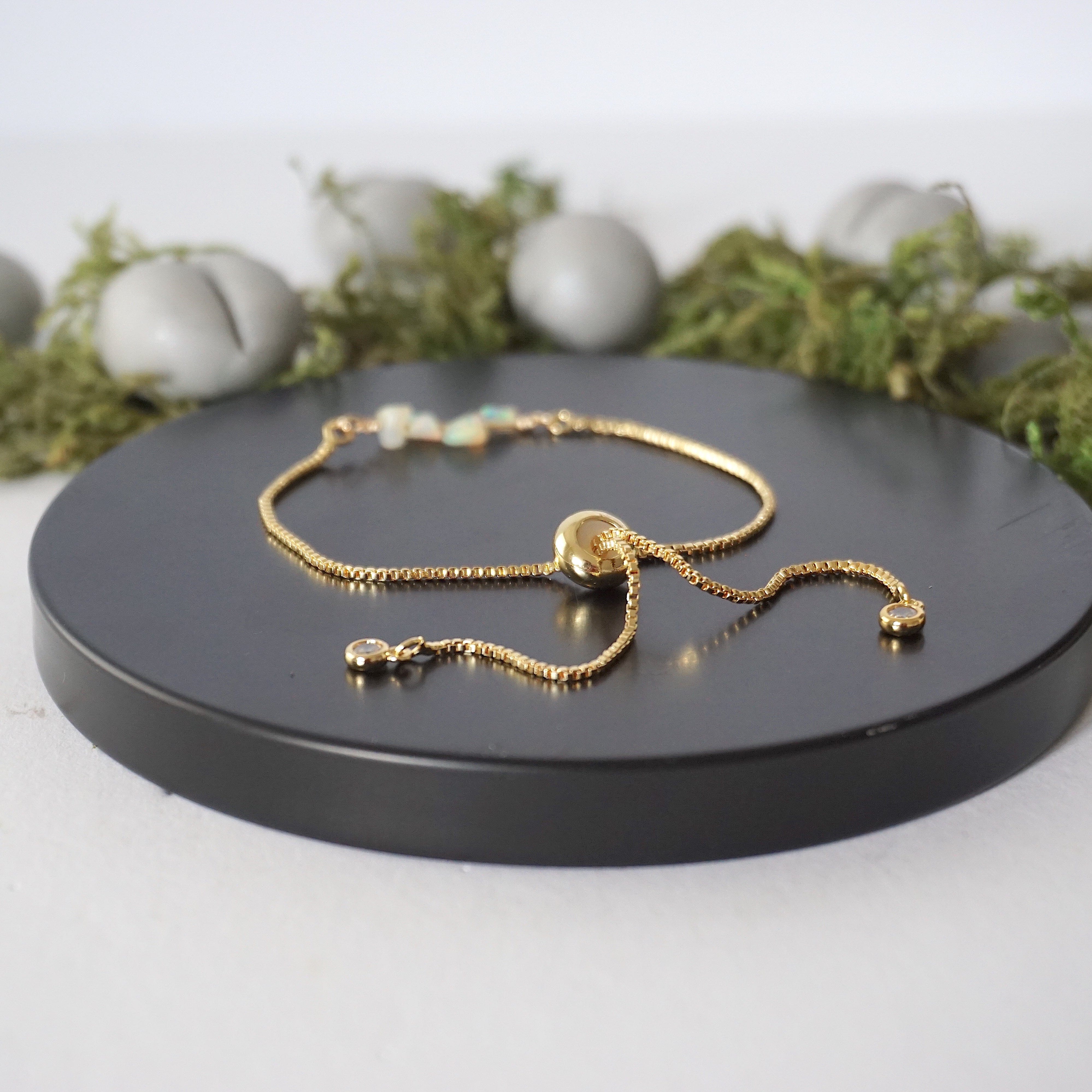 14K Gold Plated Adjustable Fire Opal Bolo Crystal Bracelet for Women | Elegant Boho Jewelry Gift for Birthday, Anniversary & Special Occasions