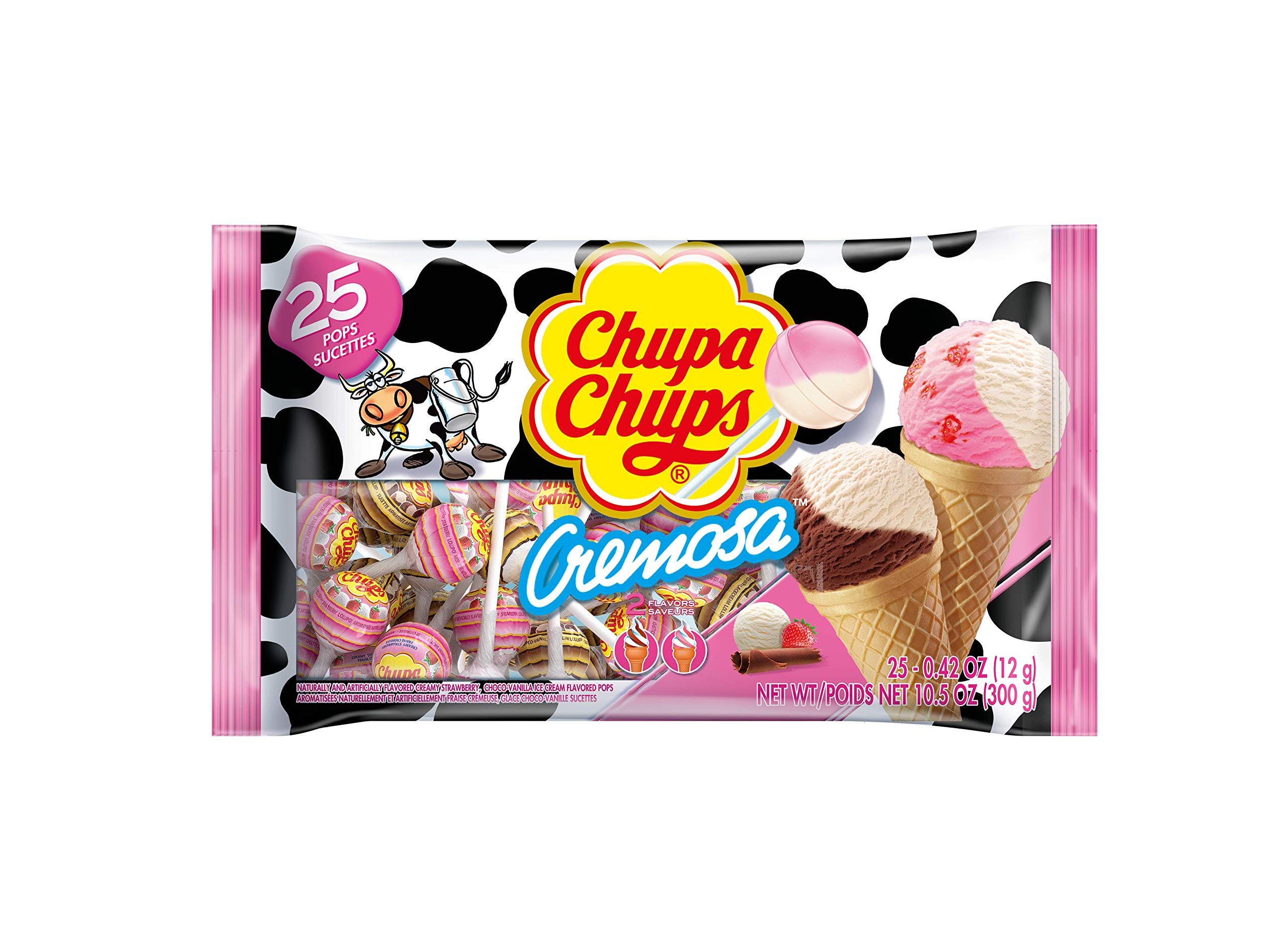 Chupa Chups Creamy Ice Cream Lollipops - 25 Count Pack (10.5 oz) | Delicious Easter Candy for Sharing | Perfect for Parties, Gift Baskets & Office Treats