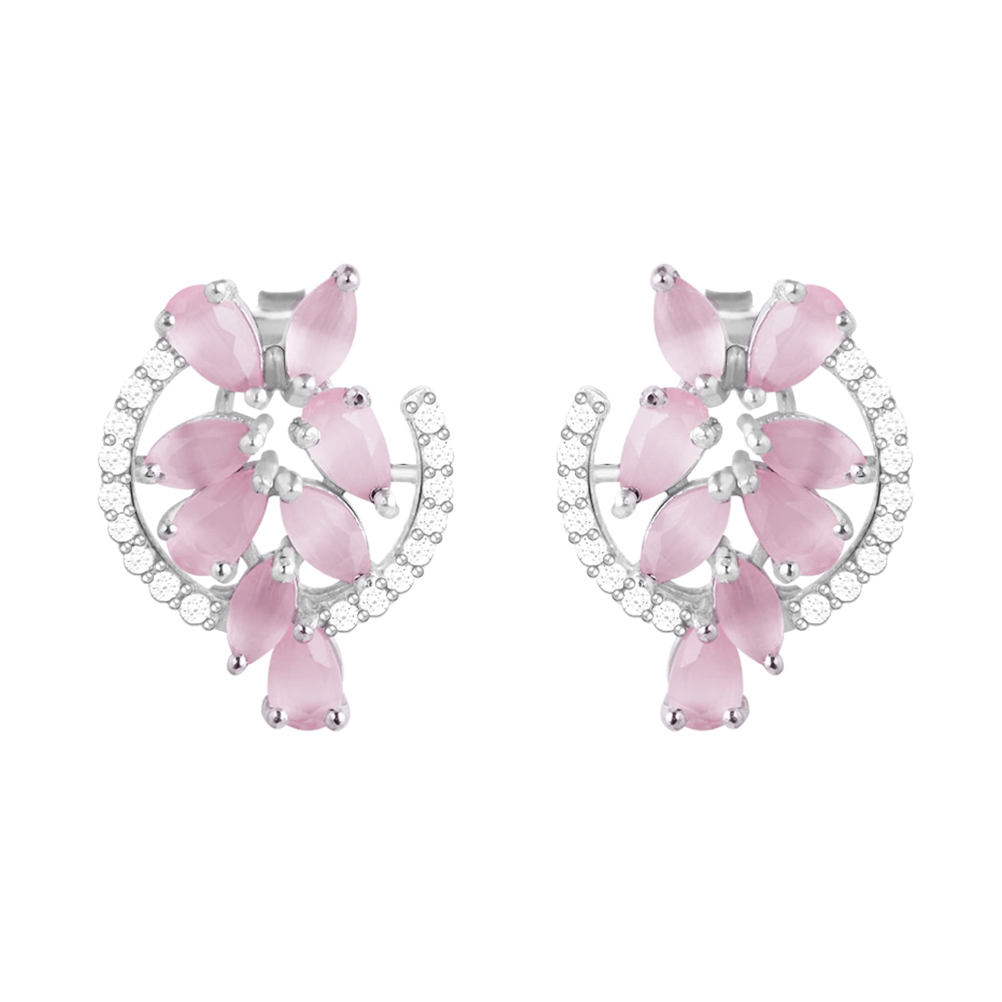 GIVA 925 Sterling Silver Pink Periwinkle Flower Earrings for Women | Genuine 925 Silver Jewelry with Certificate & Warranty | Perfect Gift for Girlfriend, Wife, Daughter | Elegant Everyday Wear & Special Occasions