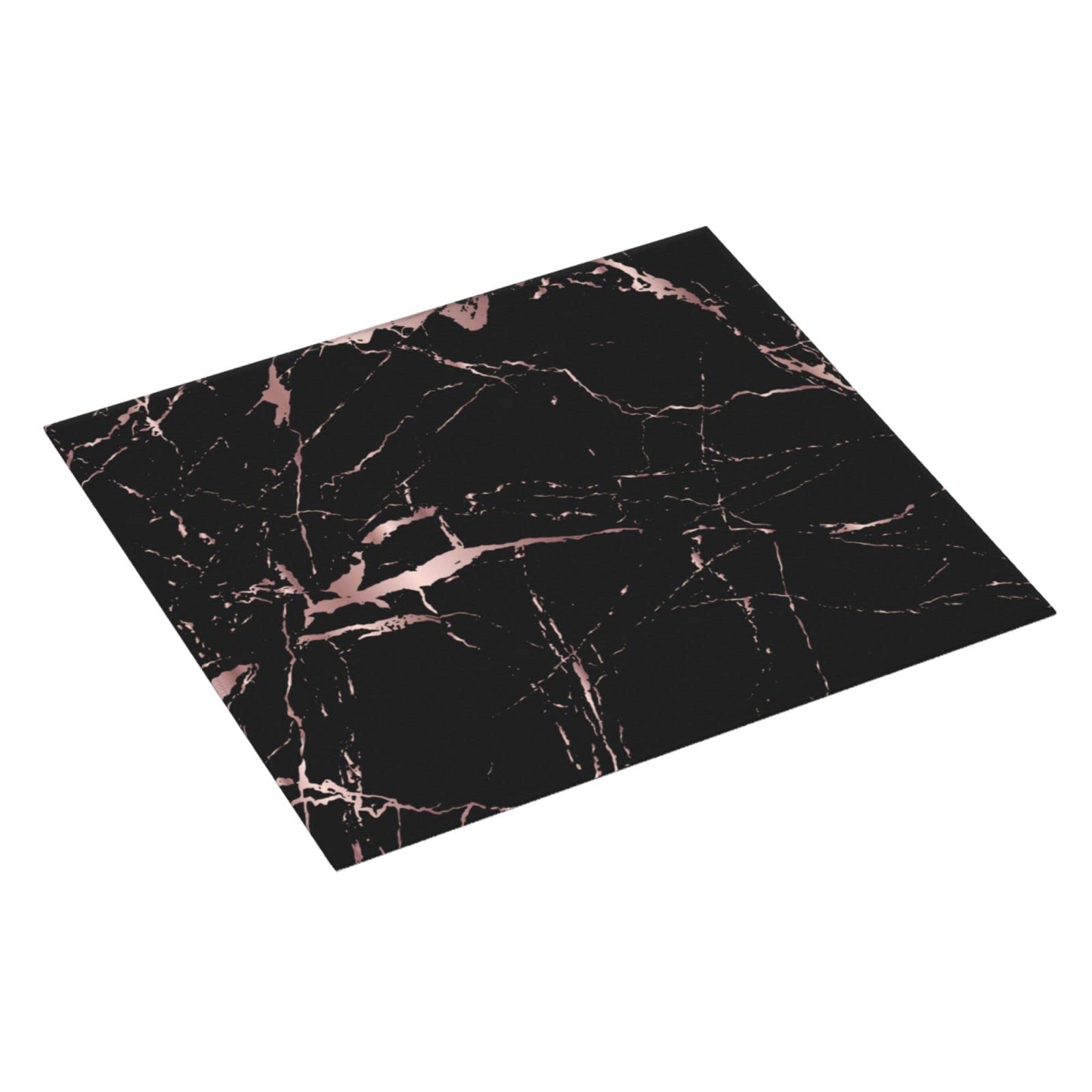 Rose Gold Black Marble Dish Drying Mat - 16x18 Inch Absorbent Microfiber Kitchen Counter Mat for Plates, Glasses & Utensils - Reversible, Washable & Quick-Drying - Perfect for Dish Racks, Countertops & Sink Areas