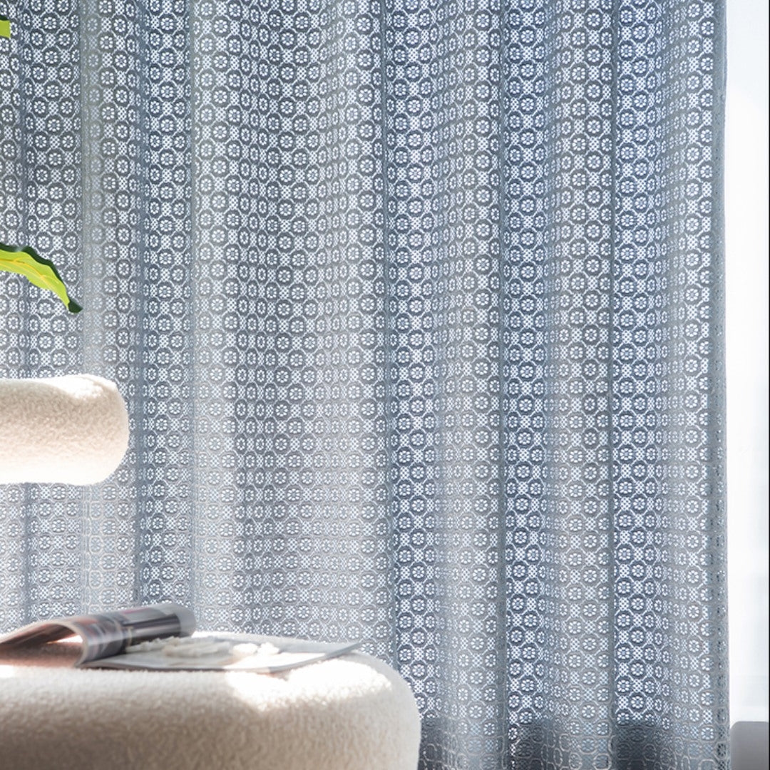 Yaritza Gauze Warp Knitted Floral Sheer Custom Curtains - Elegant Window Treatments for Living Room, Bedroom & Nursery Decor