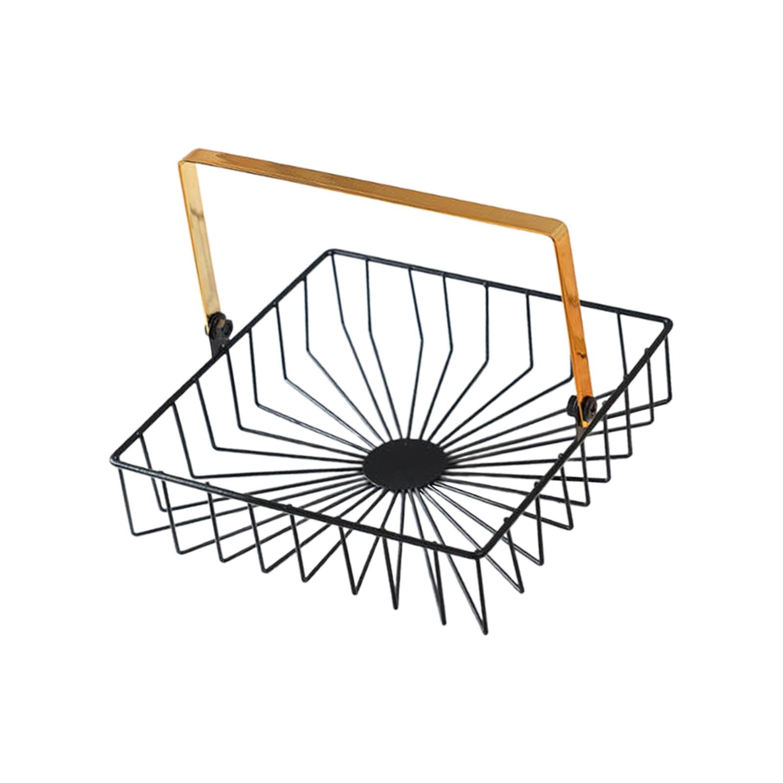 CALANDIS® Square Fruit Basket with Handle - Countertop & Tabletop Holder for Fruits, Bread, and Kitchen Decor | Perfect for Dining Room, Kitchen Counter, and Party Serving | 1 Pack