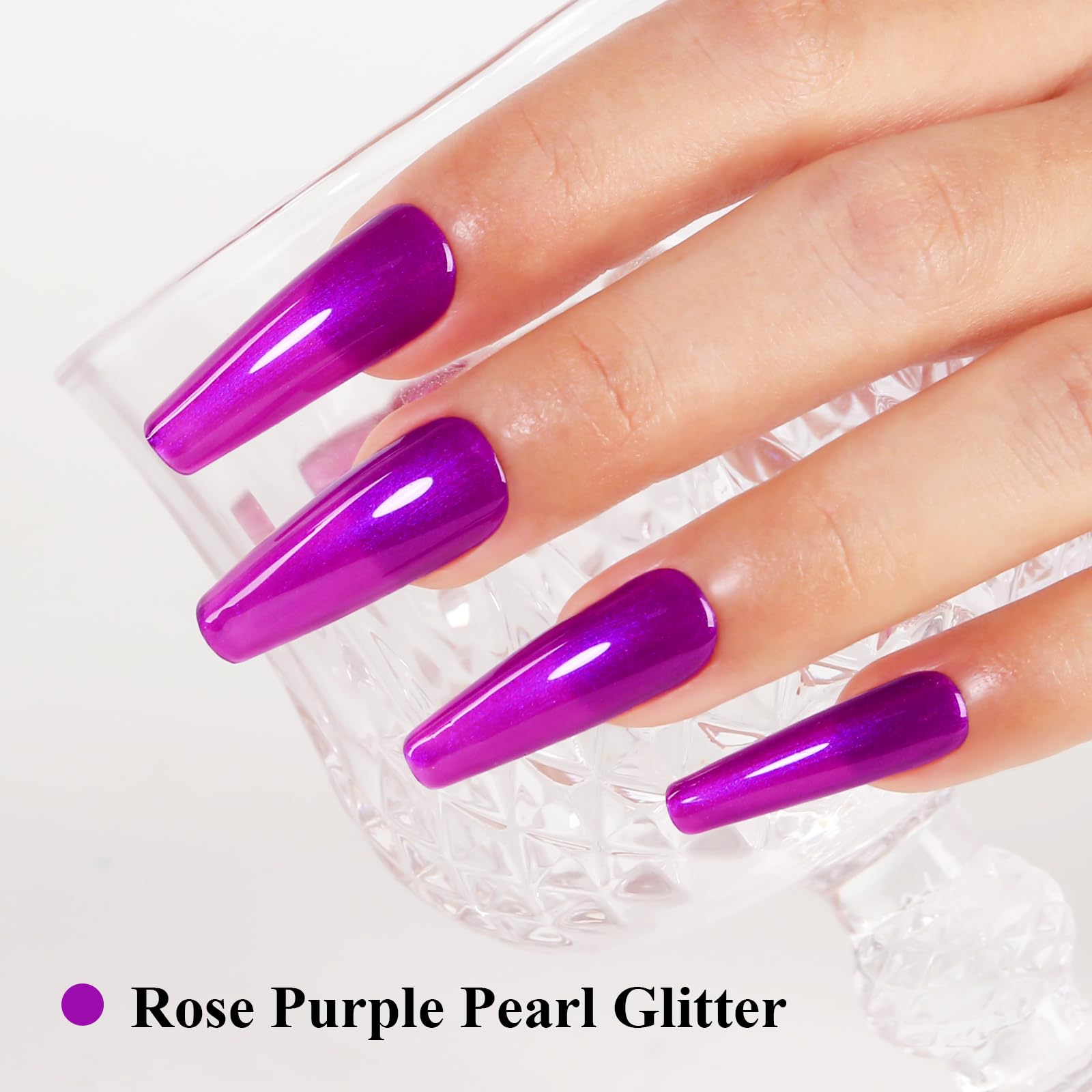 Imtiti Rose Purple Glitter Pearl Gel Nail Polish - Diamond Shimmer UV LED Soak Off Manicure Kit (10ml) for Autumn Winter Nails | Perfect for Salon, Home Use & Special Occasions
