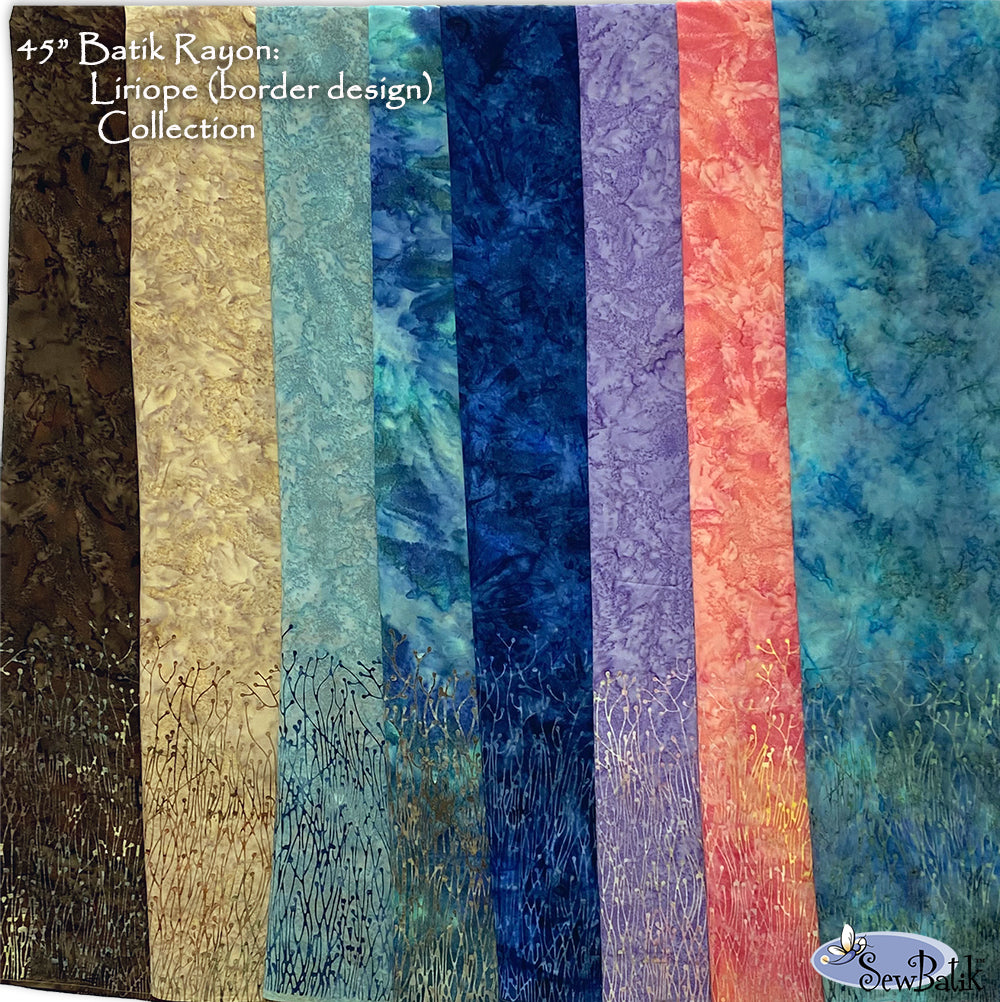45 Rayon Liriope Border Fabric - Aegean Blue - Premium Home Decor & Upholstery Material for Curtains, Pillows, and DIY Crafts