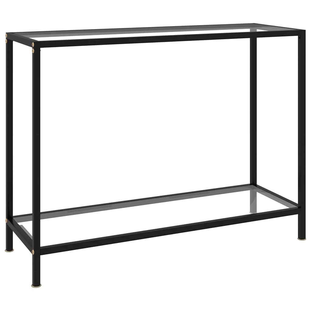 Modern 2-Tier Industrial Console Table with Tempered Glass & Metal Base - Accent Side Table, Coffee Table, Nightstand for Living Room, Bedroom - Perfect for Small Spaces, Entryways & Home Decor