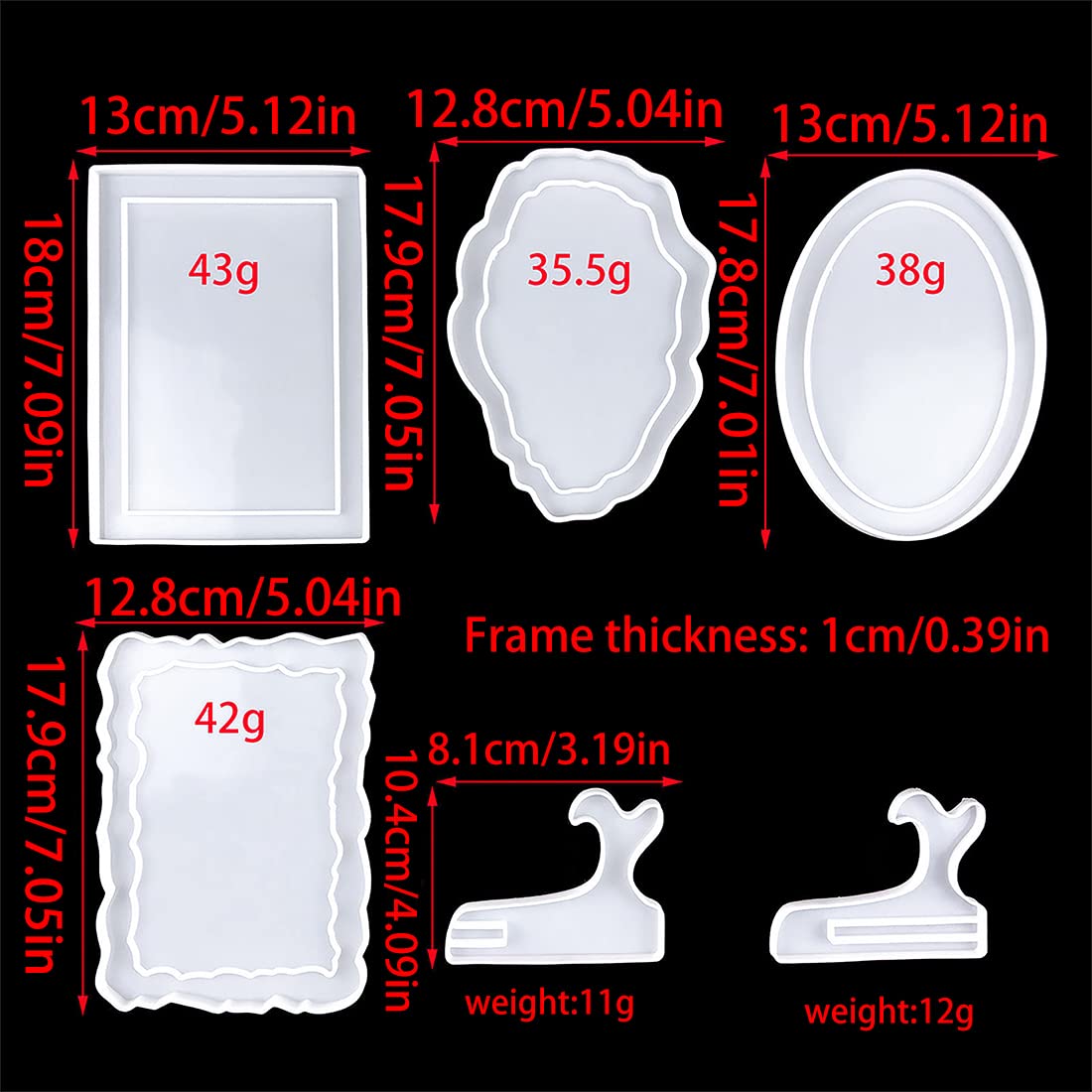 Voyyphixa 6PCS Photo Frame Silicone Mold Kit - Oval & Square Resin Molds for DIY Picture Frames, Epoxy Crafting, Home Decor, and Photo Display - Perfect for Scrapbooking, Wedding Keepsakes, and Wall Art Projects