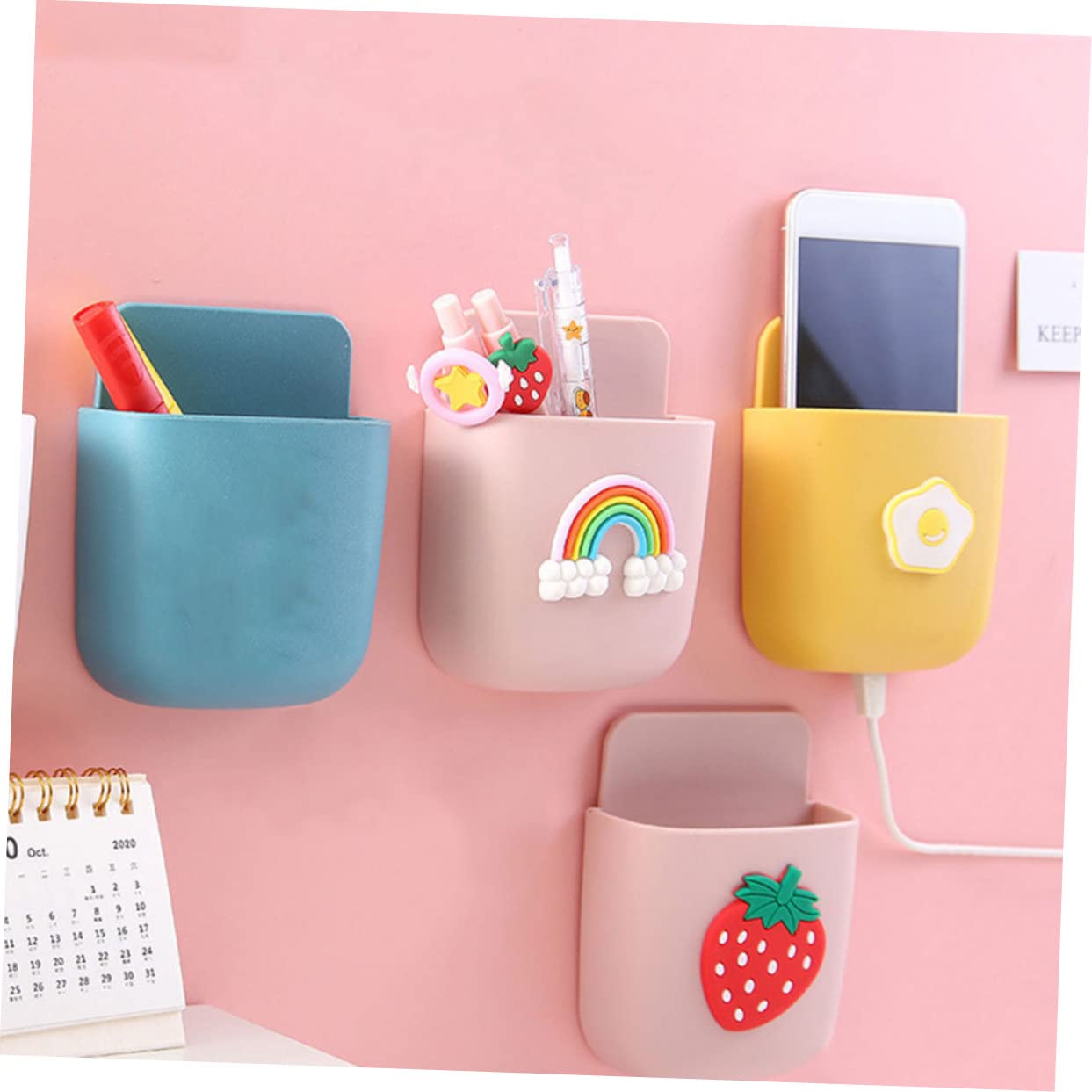 HEMOTON 5-Pack Remote Control Storage Boxes - Makeup Organizer with Lid, Stackable Plastic Storage Bins for Shelves, Mini Baskets for Controllers & Accessories - Perfect for Bedroom, Bathroom & Office Organization