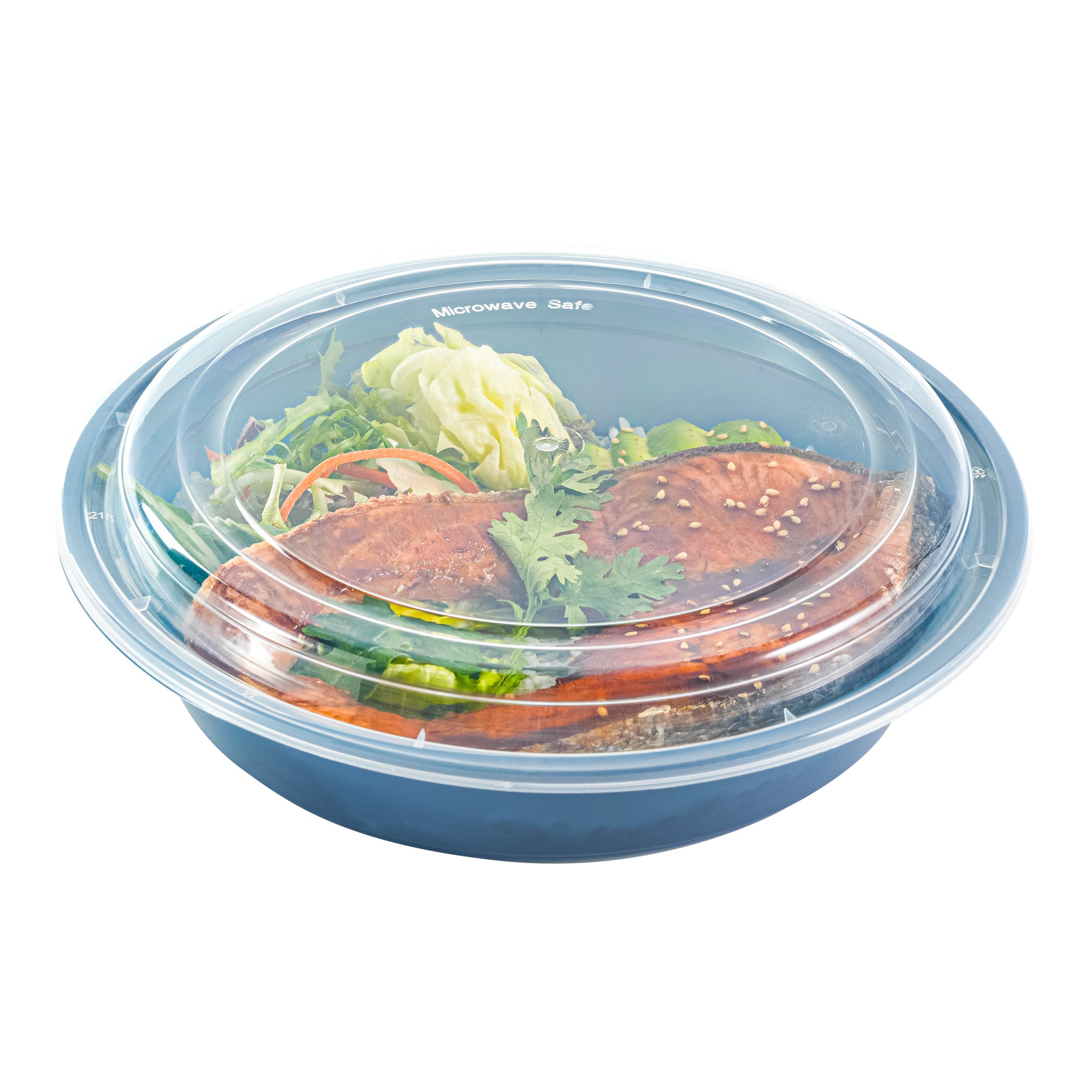 48oz Midnight Blue Plastic Food Storage Containers with Clear Lids - 9x9x1.75 Inches, Microwave Safe, 100-Pack - Perfect for Meal Prep, Takeout, Leftovers & Restaurant Bulk Storage
