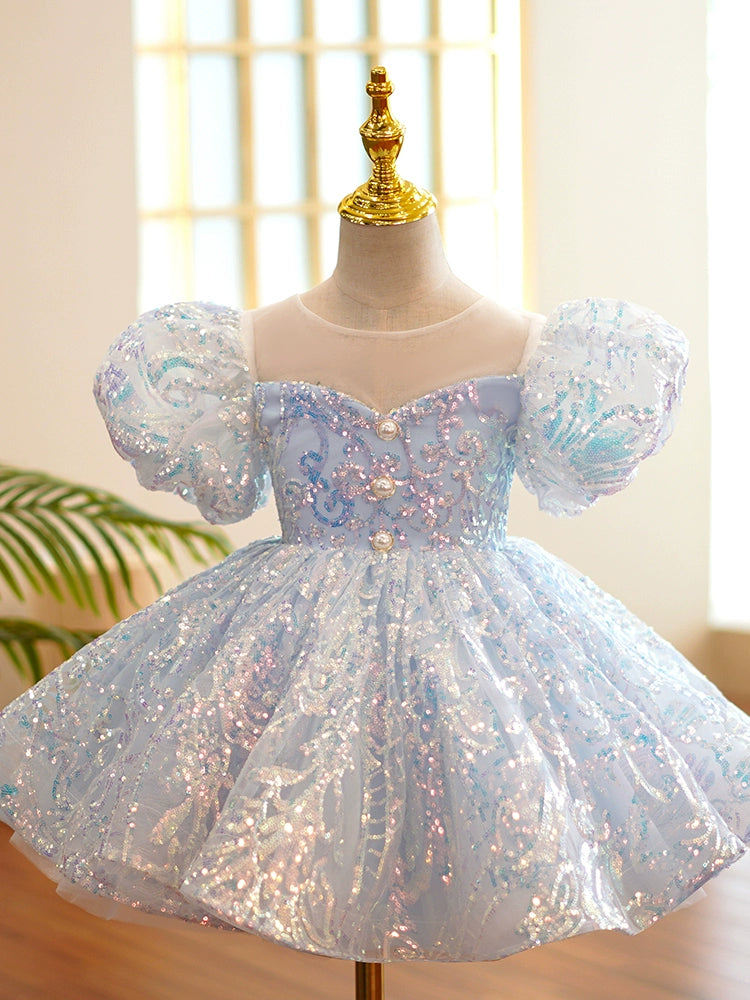Royal Blue Organza Flower Girl Dress - Princess Round Tea-Length for Weddings & Special Occasions | Perfect for Bridal Parties, Pageants & Formal Events