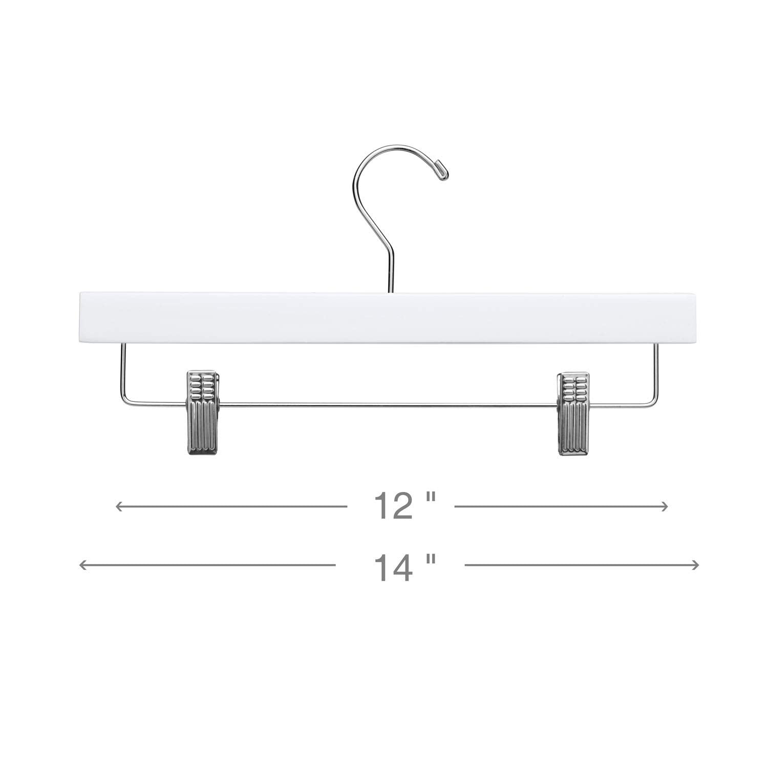 White Wooden Pant & Skirt Hanger - Space Saving Closet Organizer for Pants, Skirts, Trousers - Perfect for Home, Office, and Retail Store Display