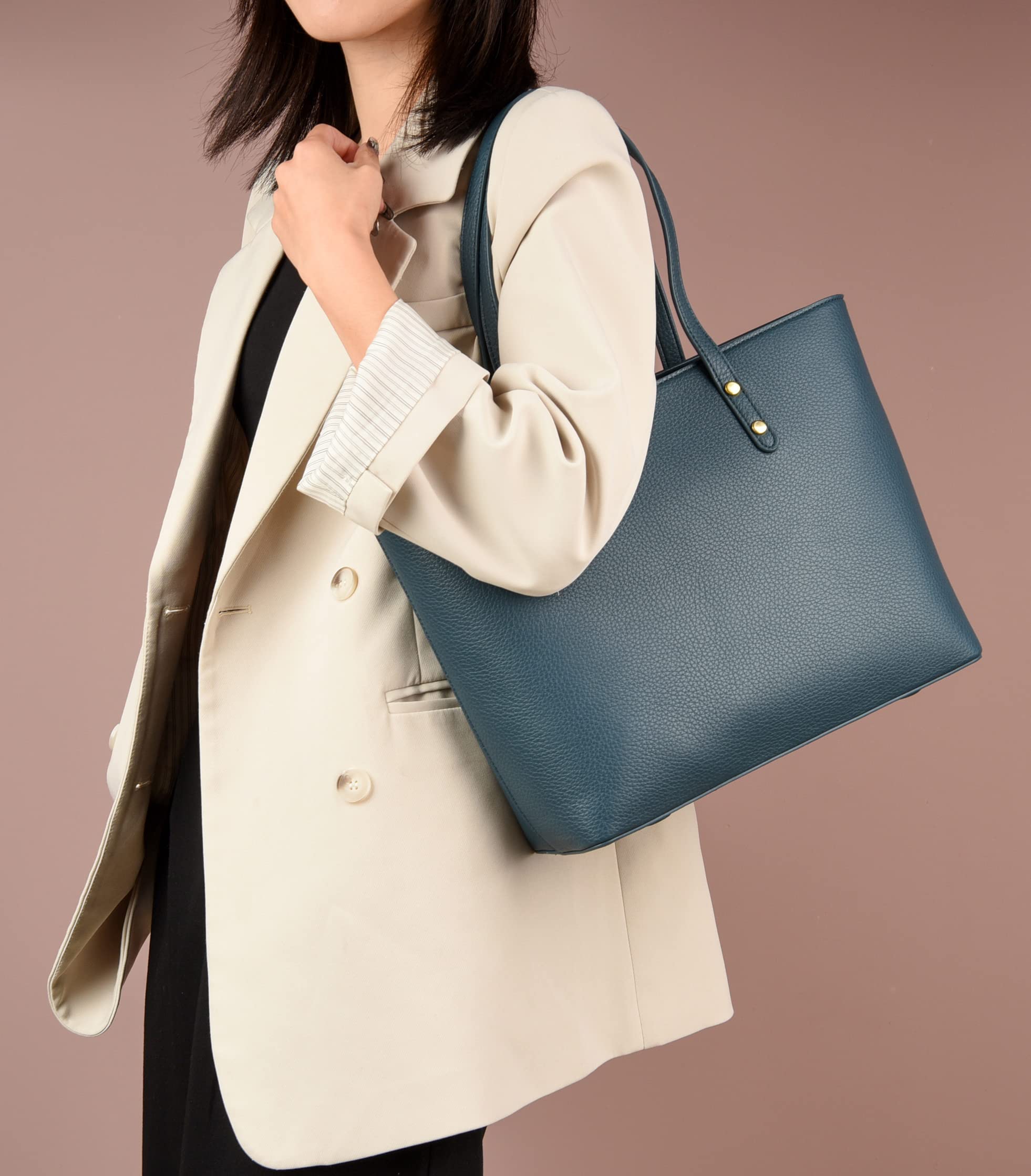 FSD. Genuine Leather Purses & Handbags for Women - Stylish Tote Shoulder Bag with Top Handles | Perfect for Work, Travel & Everyday Use