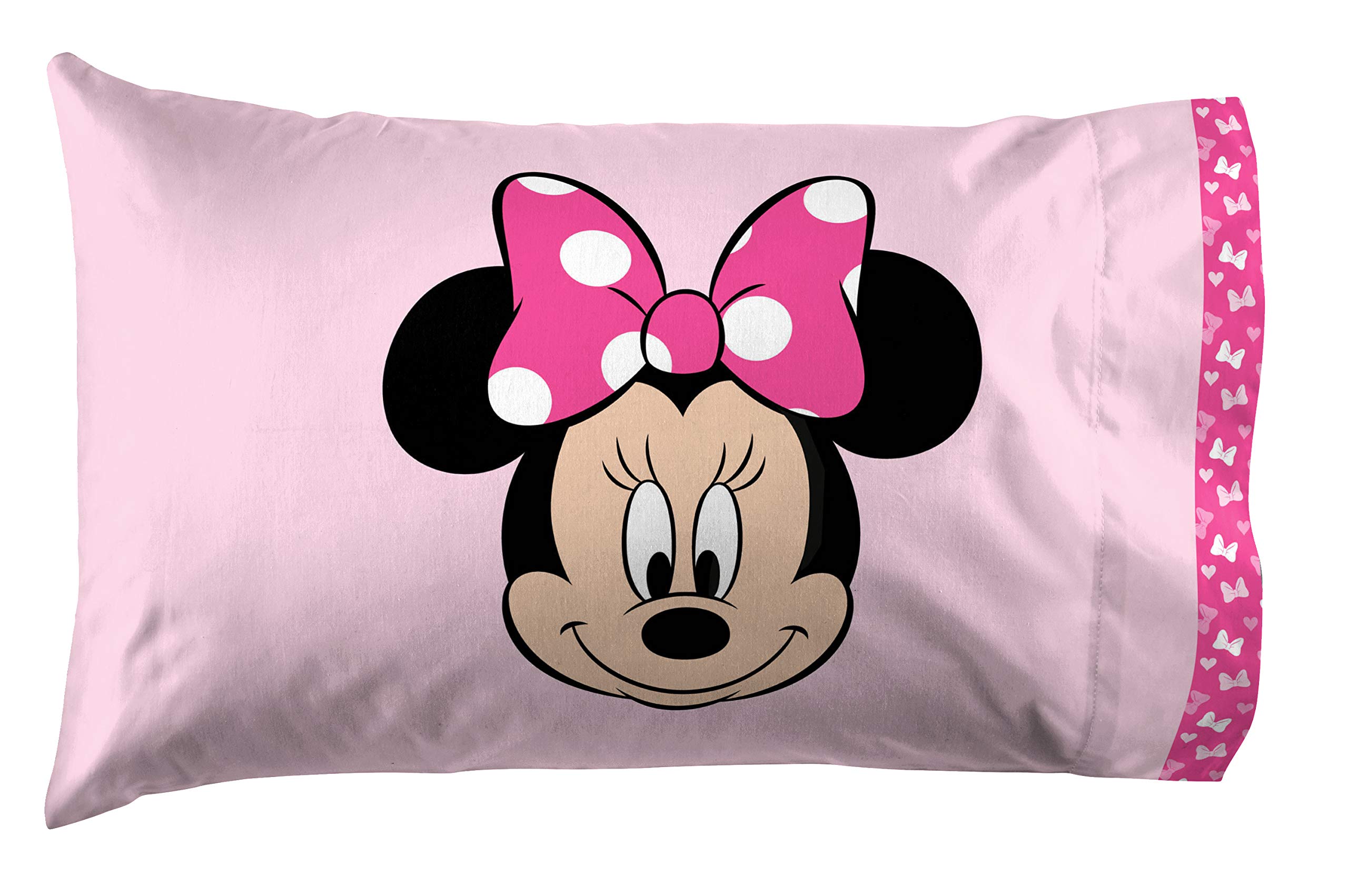 Disney Minnie Mouse Hearts & Love 4-Piece Twin Bedding Set - Reversible Comforter & Sheet Set - Ultra Soft Fade Resistant Microfiber - Official Licensed Disney Product - Perfect for Kids' Bedrooms, Dorm Rooms & Gift Giving
