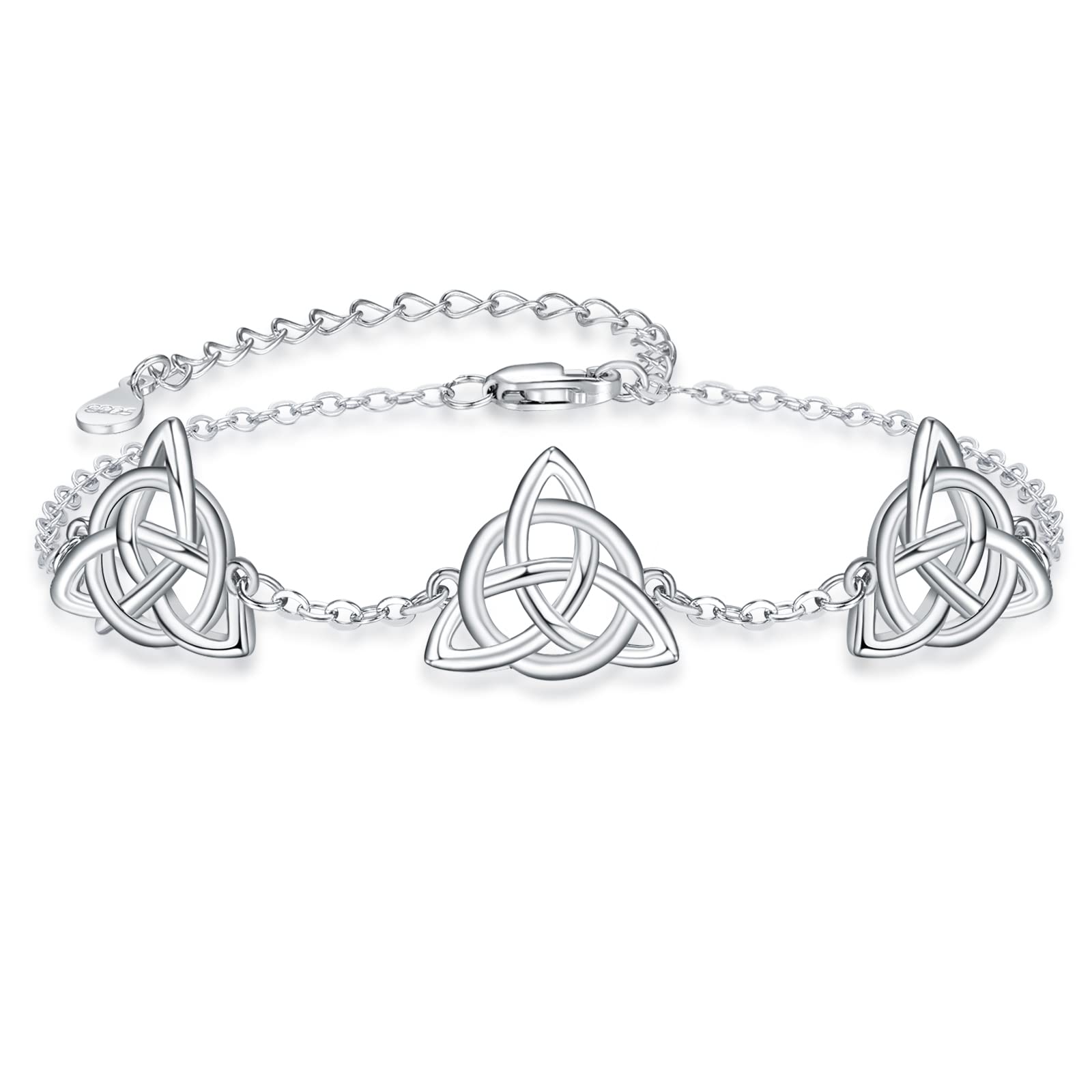 Trinity Celtic Knot Bracelet - 925 Sterling Silver Irish Jewelry for Women | Elegant Gift for St. Patrick's Day, Weddings & Special Occasions