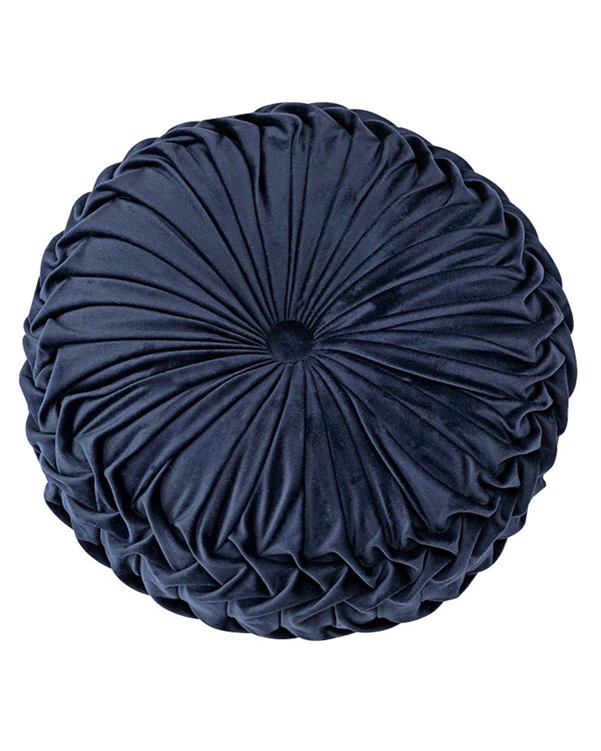 3D Pumpkin Velvet Throw Pillow - 15x15 Inch Round Decorative Cushion for Sofa, Bed, Chair & Floor - Navy Blue - Perfect for Fall Home Decor & Cozy Living Room Accents