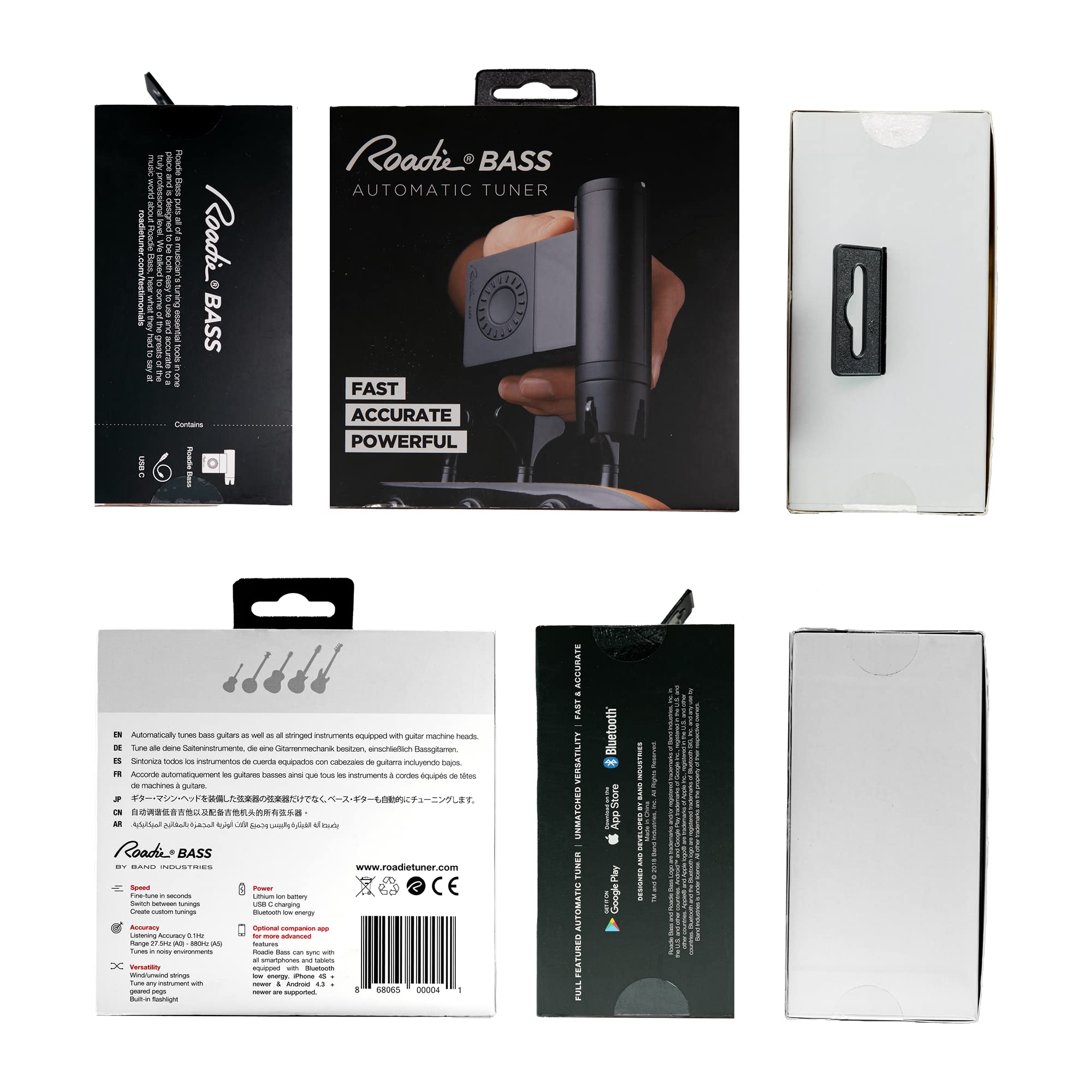 ROADIE Roadie Bass - Smart Automatic Bass Guitar Tuner & String Winder for All String Instruments (Bass, Electric, Acoustic Guitars, Ukulele, Banjo, Mandolin) with 40+ Alternate Tunings - Perfect for Live Performances, Studio Recording & Practice Sessions
