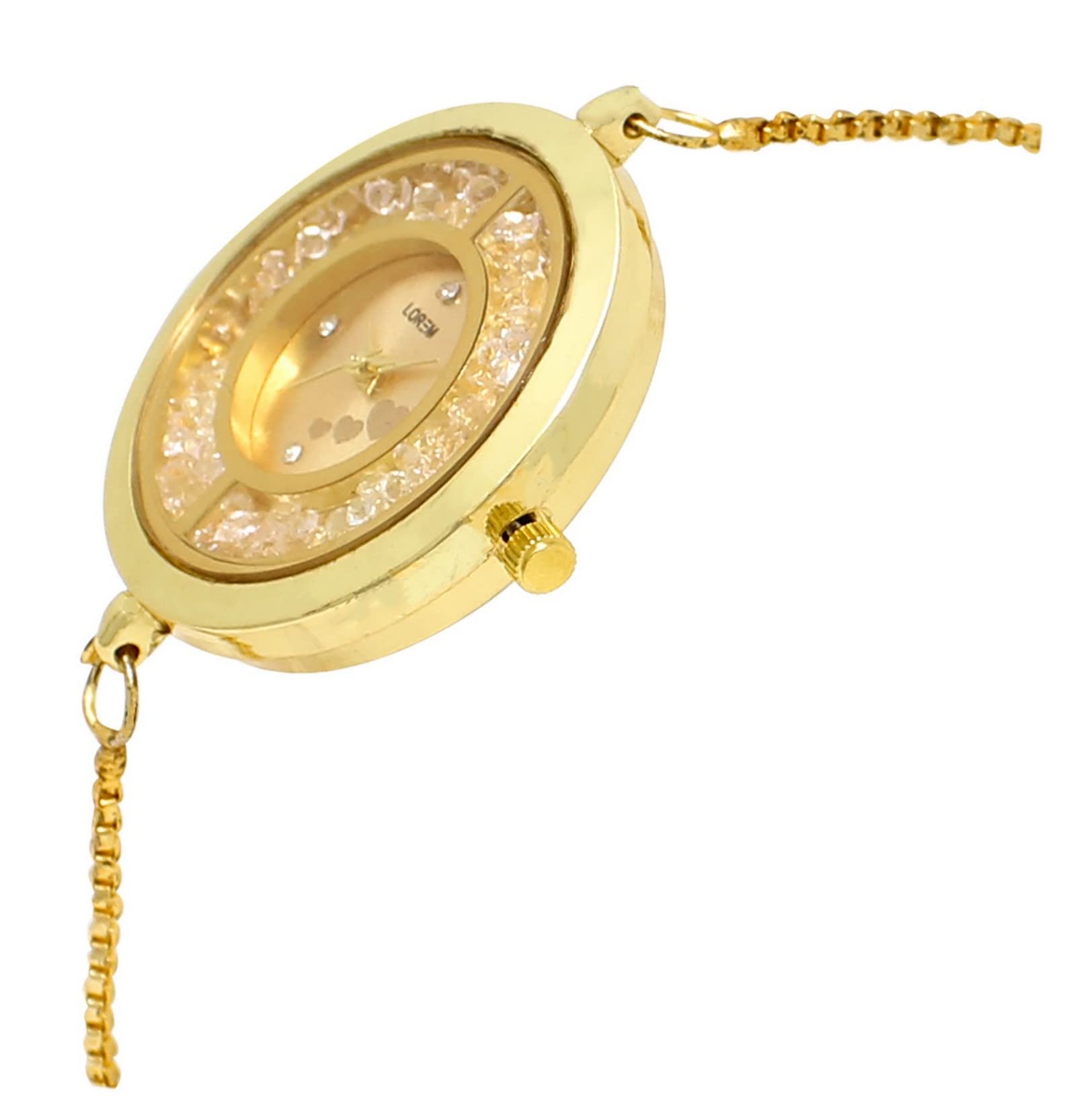 LOREM Gold Round Bracelet Analog Watch for Women LR254 - Elegant & Stylish Accessory for Parties, Work & Everyday Wear