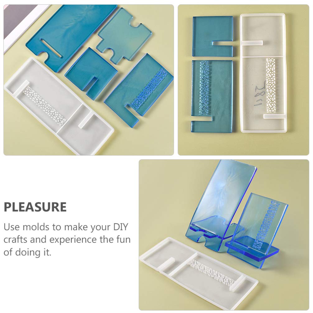 EXCEART 2-Pack Silicone Phone Stand Mold for Resin DIY Craft - Universal Holder for Smartphones & Tablets - Perfect for Home, Office, and Crafting Projects