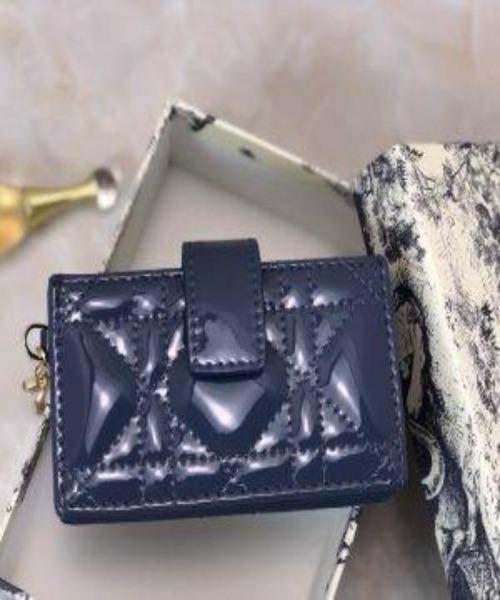 Dior Lady Calfskin Card Holder in Denim Blue | Luxury Slim Wallet for Women | Perfect for Everyday Use & Gift Giving