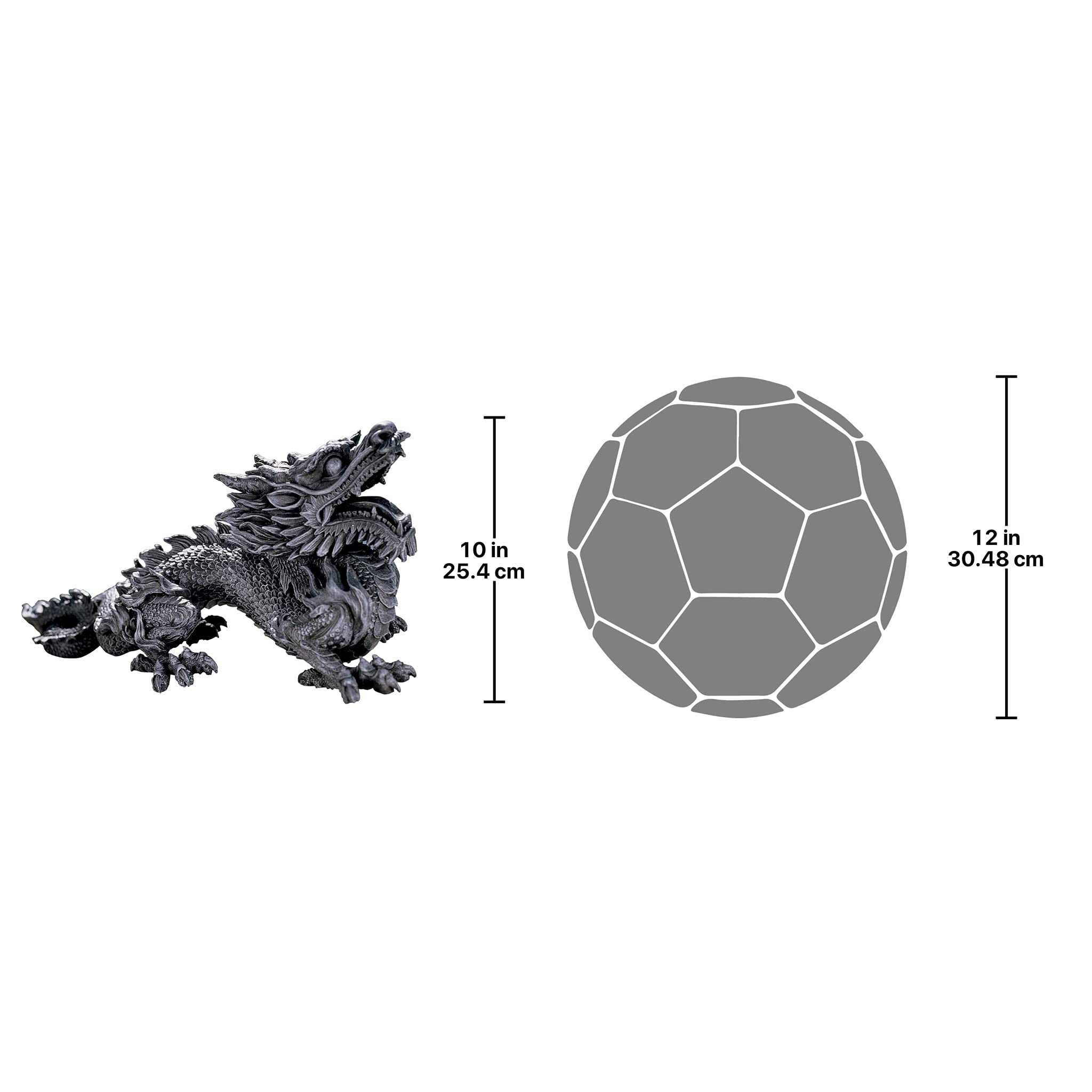 Design Toscano 27 Inch Benevolent Dragon Asian Garden Statue - Handcrafted Resin with Gray Stone Finish - Perfect for Zen Gardens, Outdoor Decor & Feng Shui Landscaping