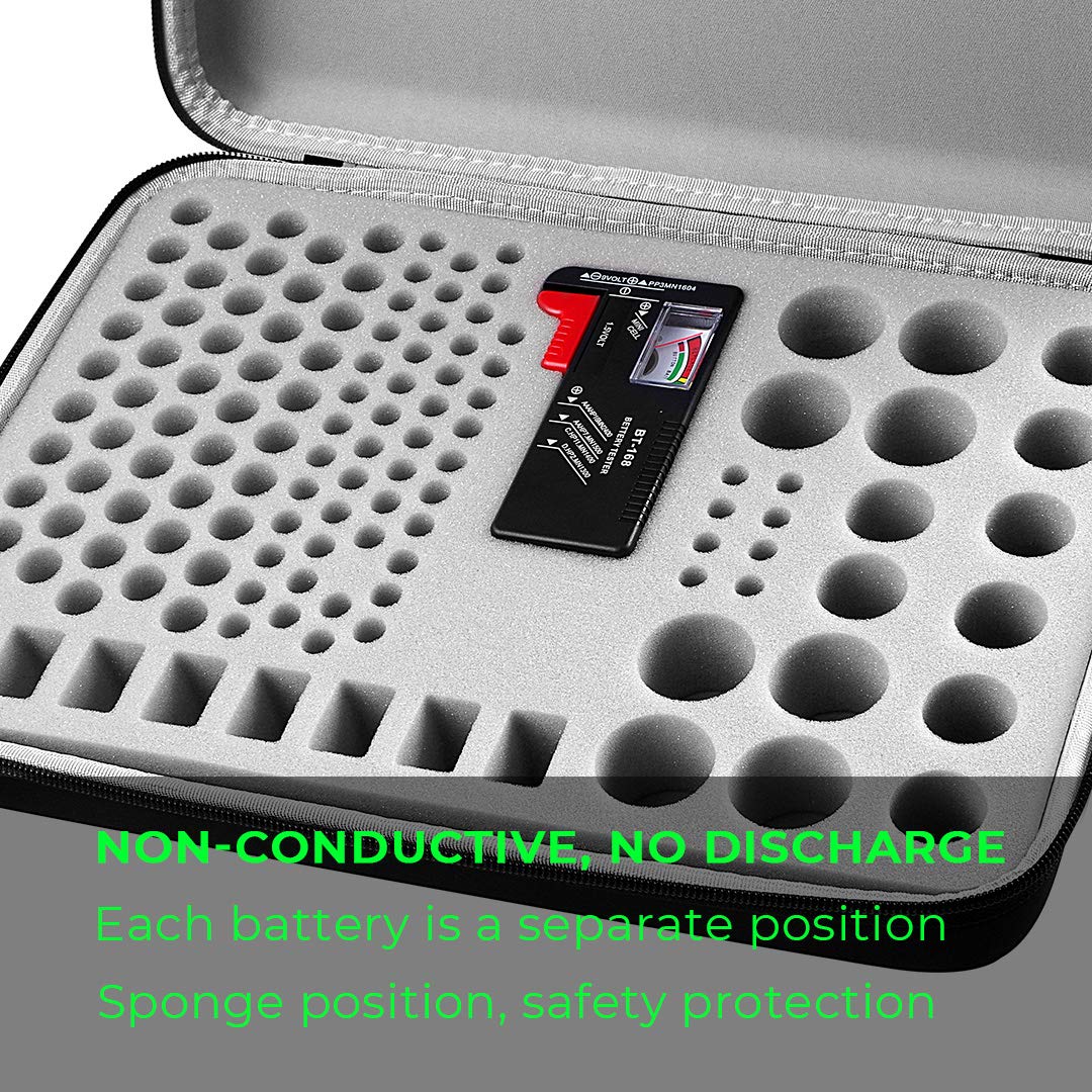 Battery Organizer Holder - 200+ Batteries Storage Case with Built-in Tester (BT-168) | AA AAA C D 9V 3V Lithium LR44 CR2 CR1632 CR2032 Button Cell Storage Solution | Perfect for Garage, Workshop & Home Organization