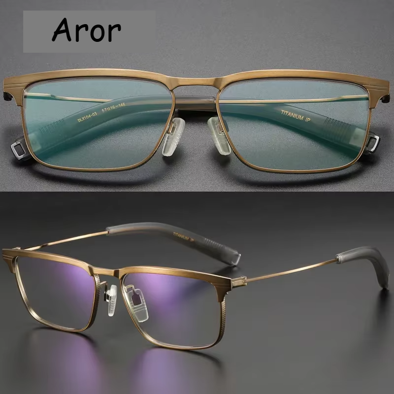 Aror Unisex Full Rim Square Titanium Eyeglasses Frame - Lightweight Durable Eyewear for Men & Women - Perfect for Work, Reading & Fashion Accessories