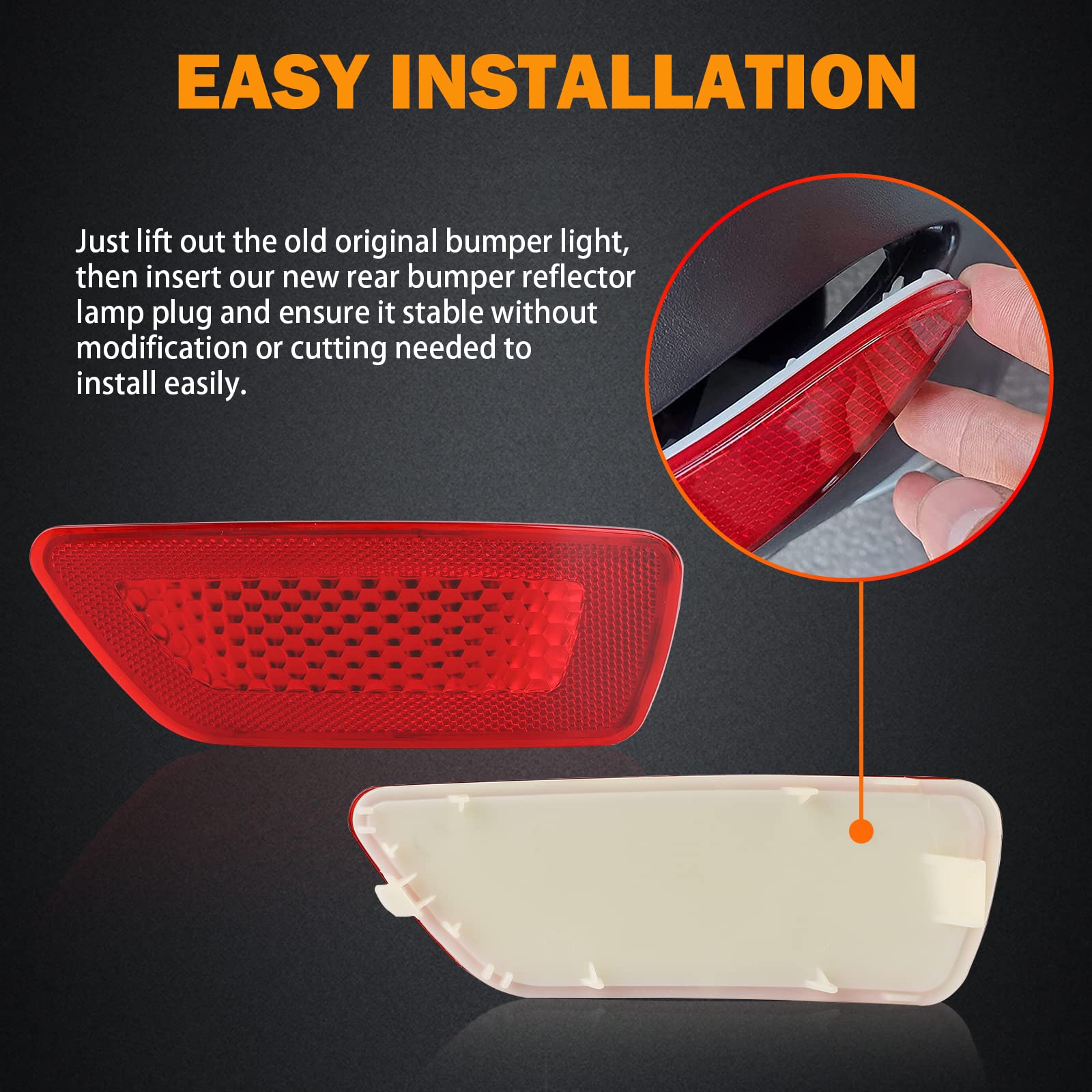 Jeep Grand Cherokee 2012-2018 & Dodge Journey 2012-2020 Rear Bumper Reflector Light - Red LED Replacement (Left & Right) Compatible with Part #57010720AC, 57010721AC - Perfect for Night Driving Safety & Enhanced Visibility