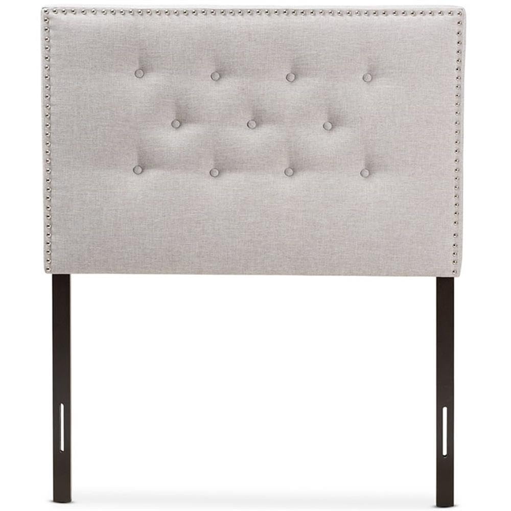 Baxton Studio Windsor Tufted Twin Panel Headboard - Grayish Beige Upholstered Bed Frame Headboard for Bedroom Decor | Perfect for Guest Rooms, Master Bedrooms & Apartment Living