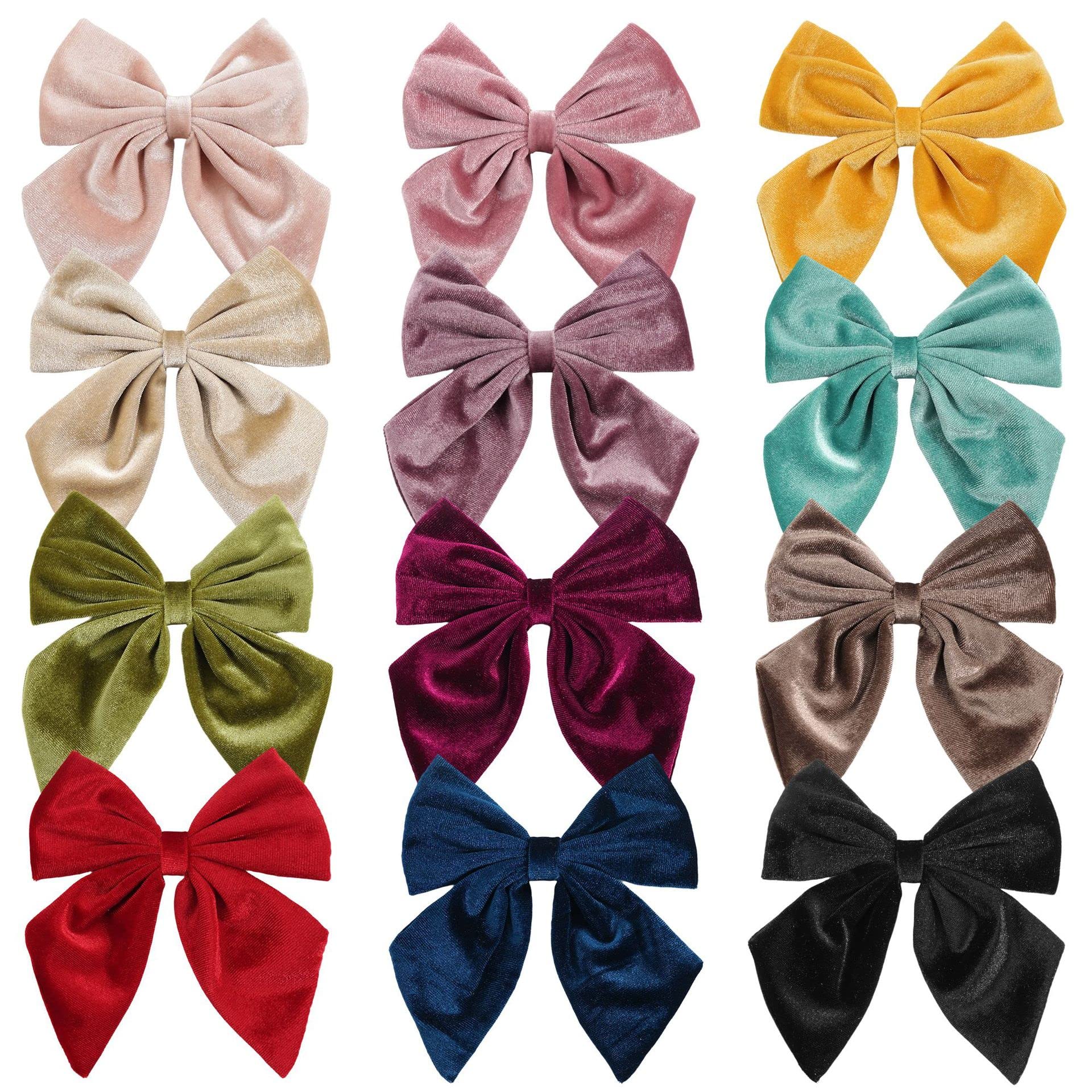 Velvet Hair Bows for Women & Girls - Alligator Clip Hair Accessories for Parties & School