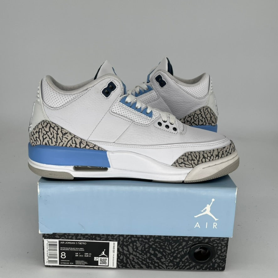 AIR JORDAN 3 UNC Men's Basketball Shoes Size 8 - Authentic Retro Sneakers CT8532-104 for Casual Wear & Sports Performance