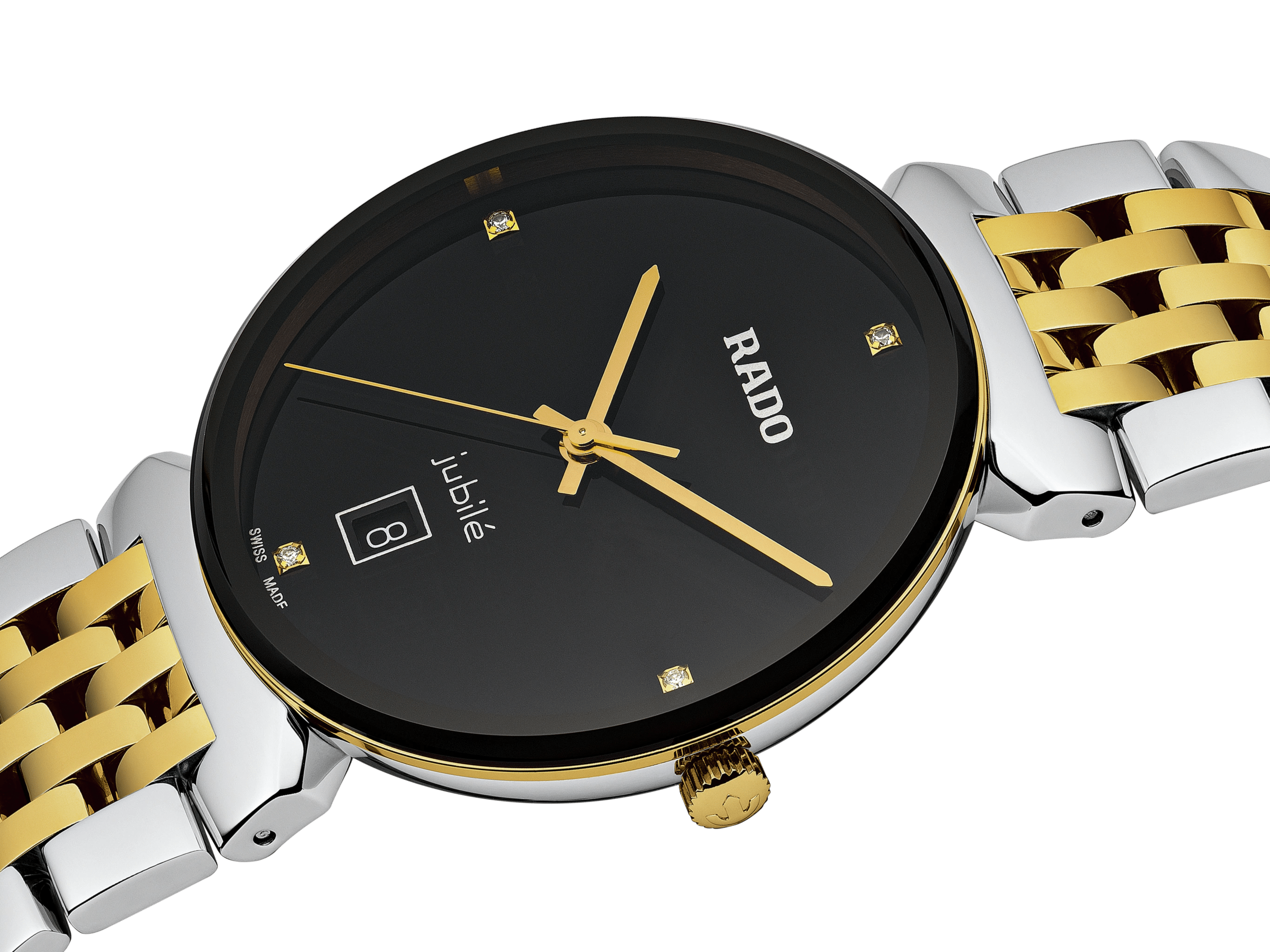 RADO Florence Classic 38mm Men's Watch with Diamonds - Gold & Silver Stainless Steel (Model R48912703) | Luxury Dress Watch for Business, Formal Events & Special Occasions