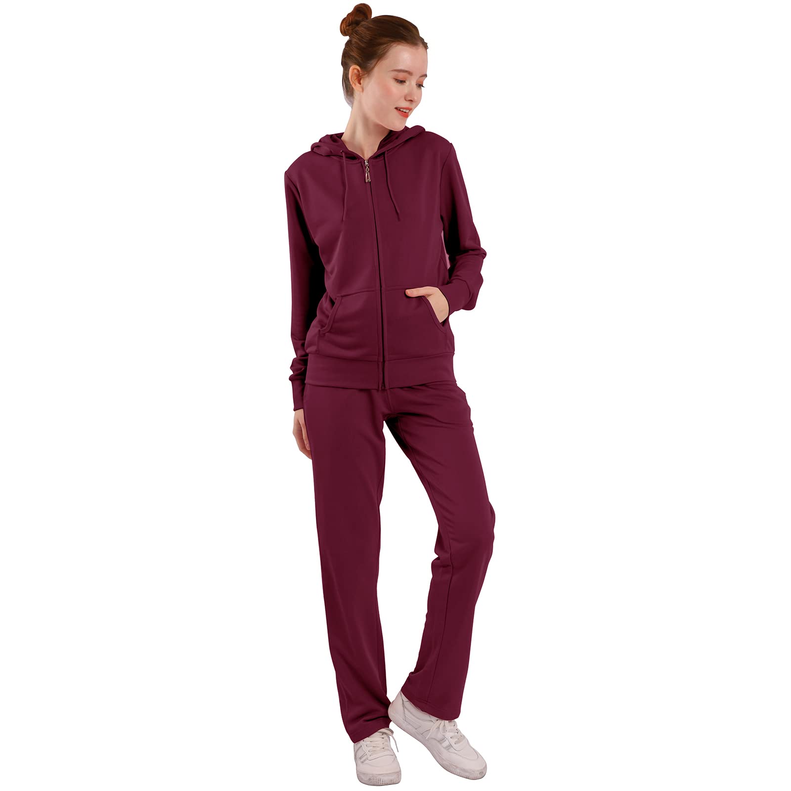 Women's 2-Piece Sweatsuit Set - Zip Hoodie & Jogger Pants for Running, Gym Workouts & Lounge Wear | Comfortable Athletic Tracksuit for Training & Casual Outfits