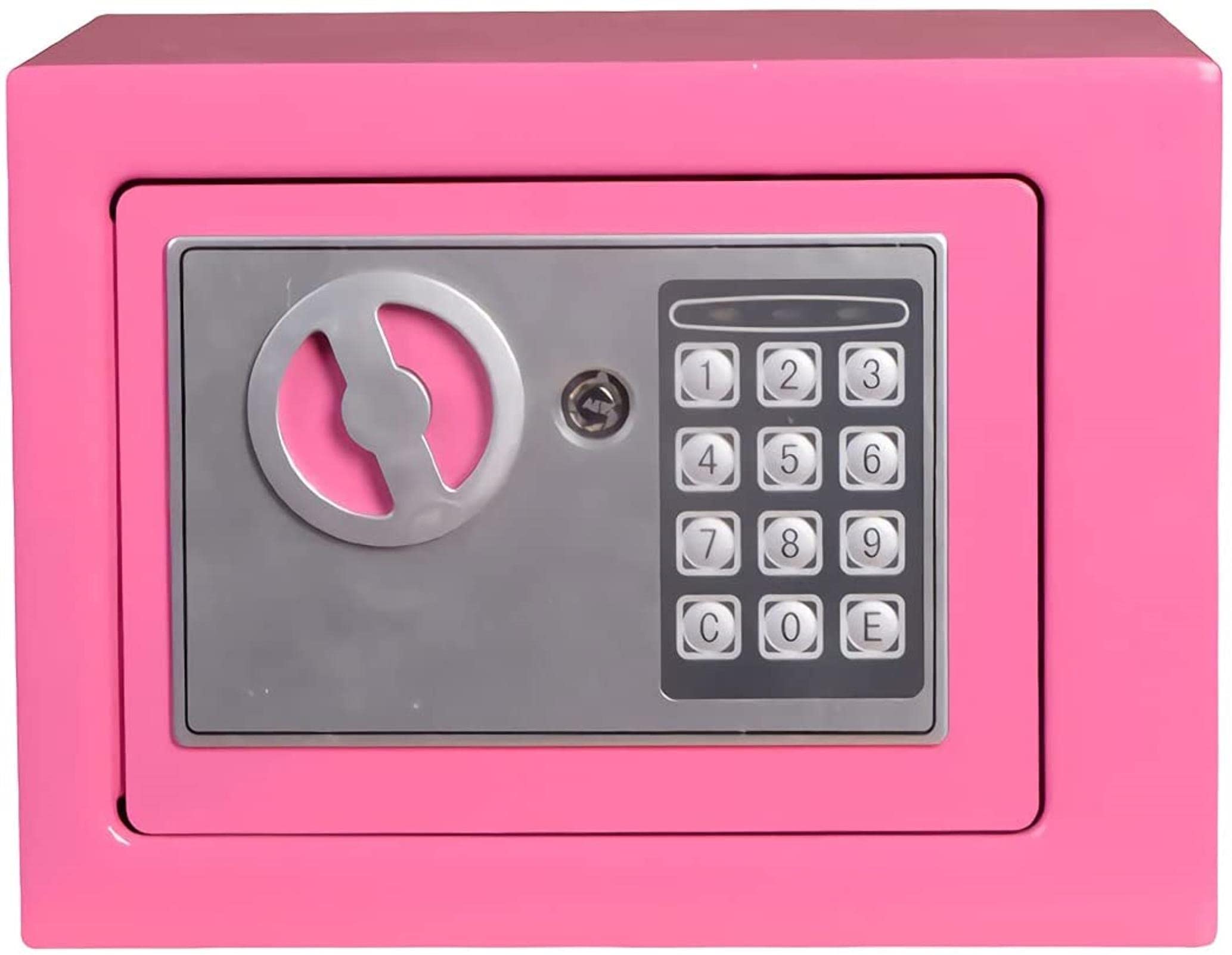 Steel Home Security Safe Box with Digital Keypad - Fireproof & Waterproof Safe for Jewelry, Gun, Cash, Documents - Ideal for Home, Office, Hotel & Business Use (White/Pink)