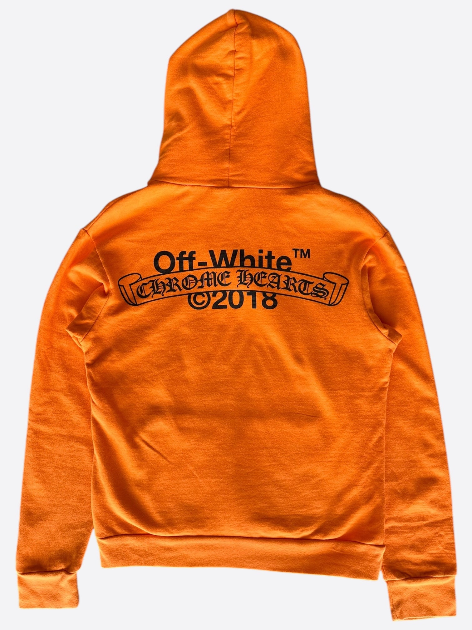 Chrome Hearts Off White Orange & Black Scroll Logo Hoodie - Stylish Streetwear for Men & Women - Perfect for Casual Outfits, Urban Fashion & Everyday Wear